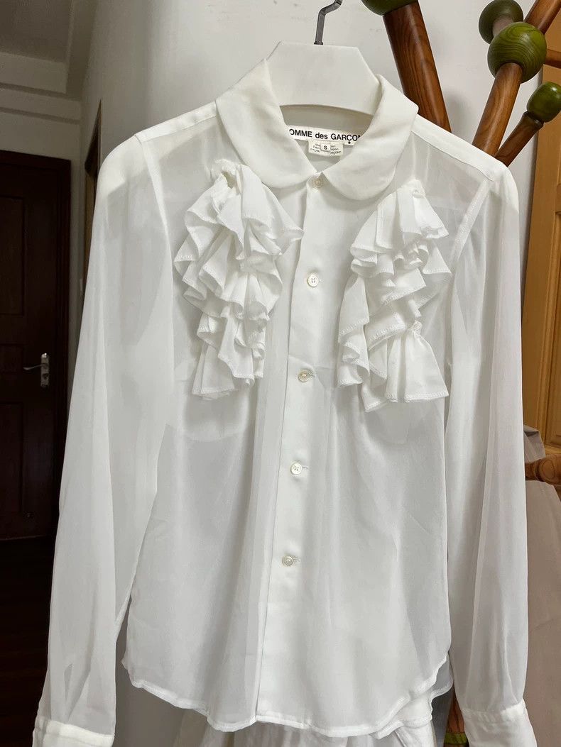 Other Comme Des Garcons Rose Flower White Shirt Size S / US 4 / IT 40 - 1 Thumbnail
