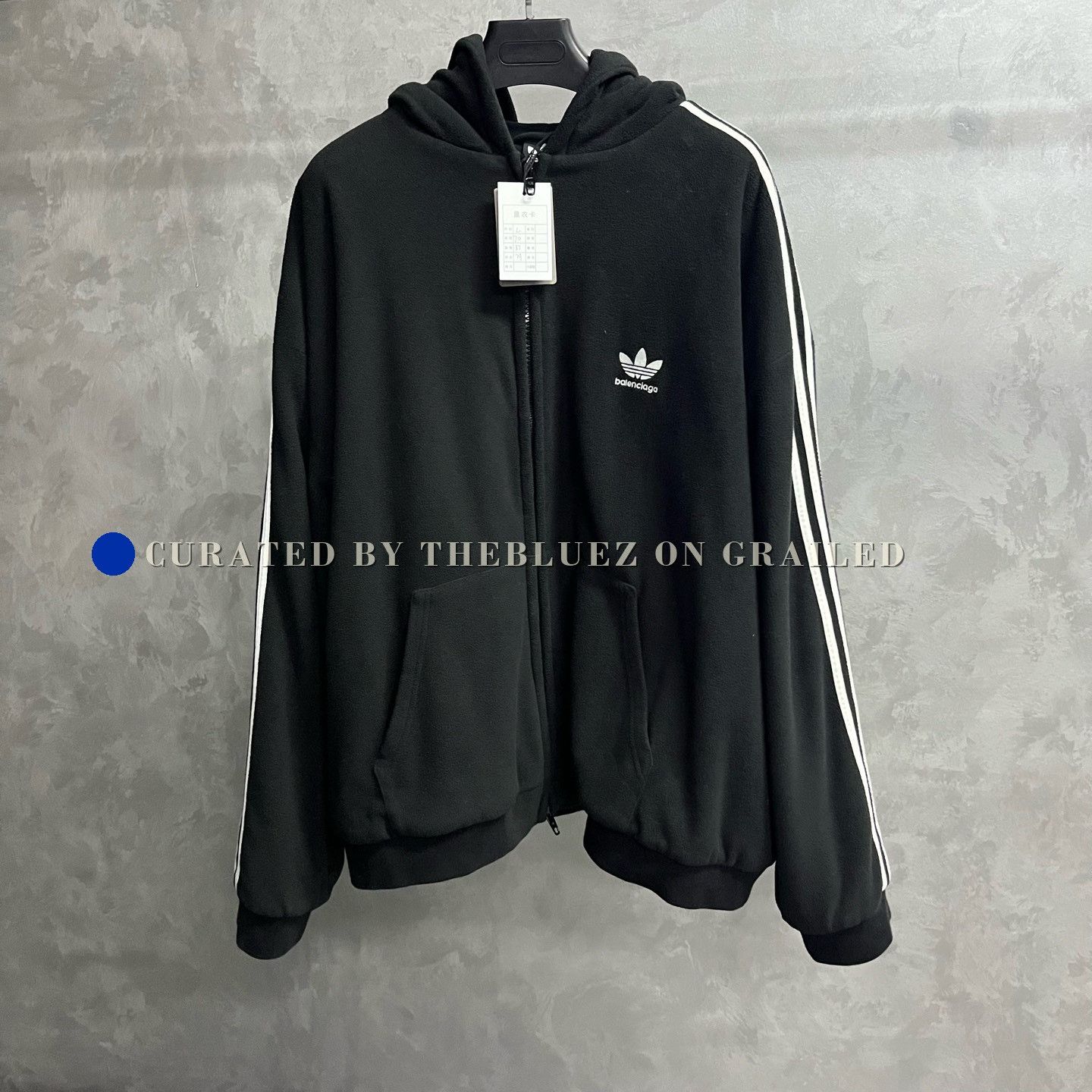 Balenciaga Balenciaga Black Fleece Embroidered Logo Zip Hoodie Size US L / EU 52-54 / 3 - 1 Thumbnail