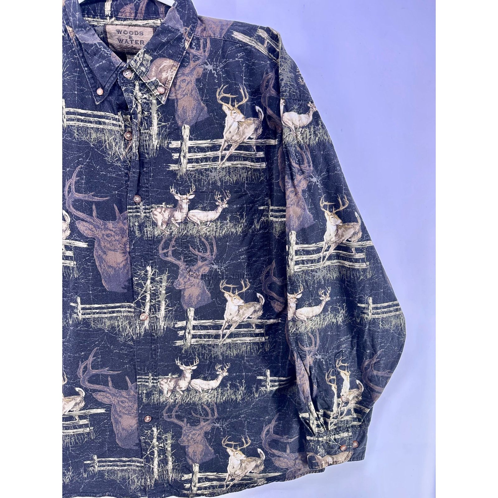 & Other Stories Woods & Water Button Down Shirt Mens Size 2XL Buck All Over Size US XL / EU 56 / 4 - 4 Thumbnail