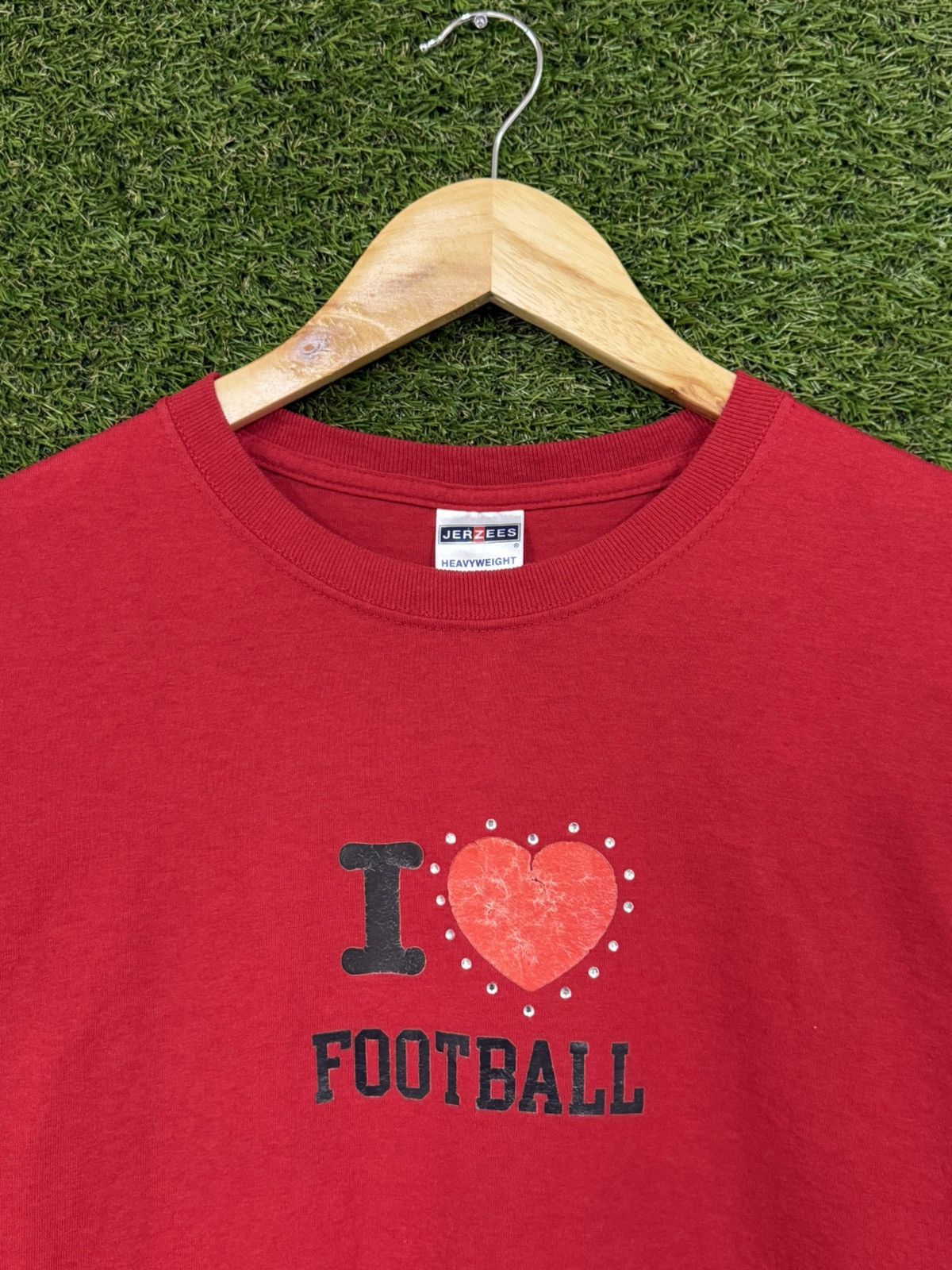 Vintage Vintage Jerzees Custom I Love Football Heart Red Medium Tee Size US M / EU 48-50 / 2 - 2 Thumbnail