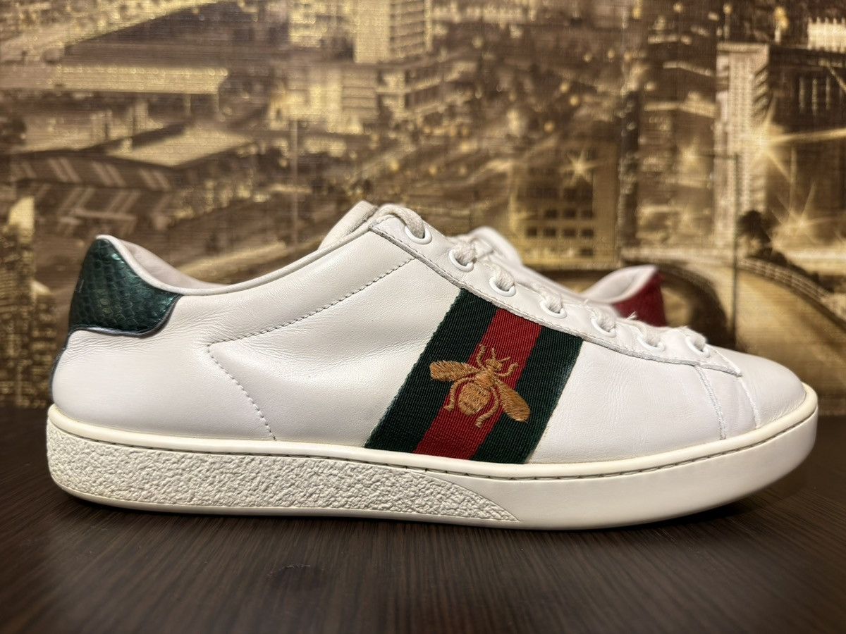 Gucci Gucci Ace Bee White Leather Low Top REd Green Snakeskin 37,5 Size US 7.5 / IT 37.5 - 4 Thumbnail