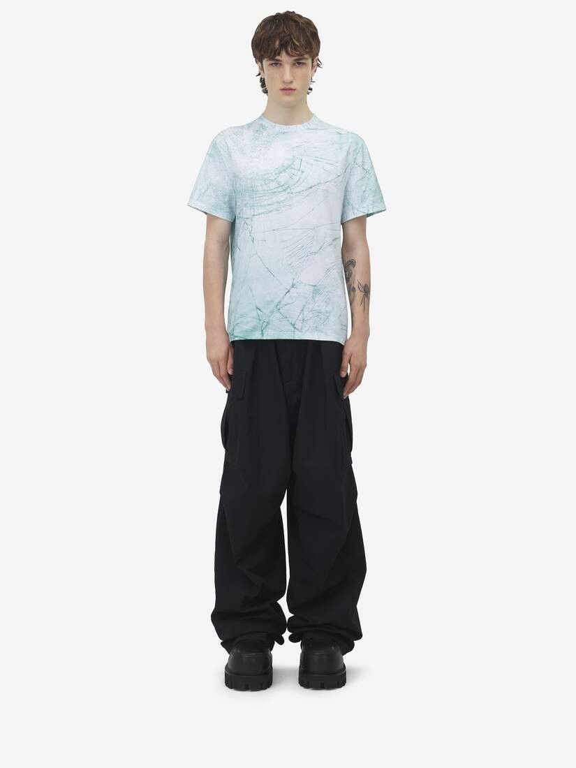 Alexander McQueen o1w1db10925 Smashed Screen T-shirt in Blue Size US L / EU 52-54 / 3 - 2 Thumbnail