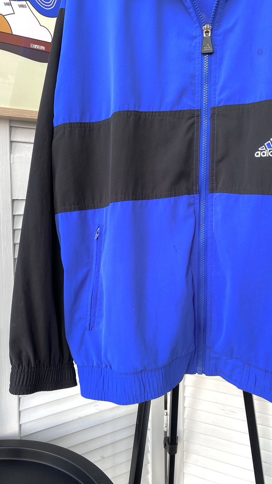 Adidas × Vintage Vintage Adidas Track Retro Jacket Back Big Logo 90s Blue Size US L / EU 52-54 / 3 - 7 Thumbnail