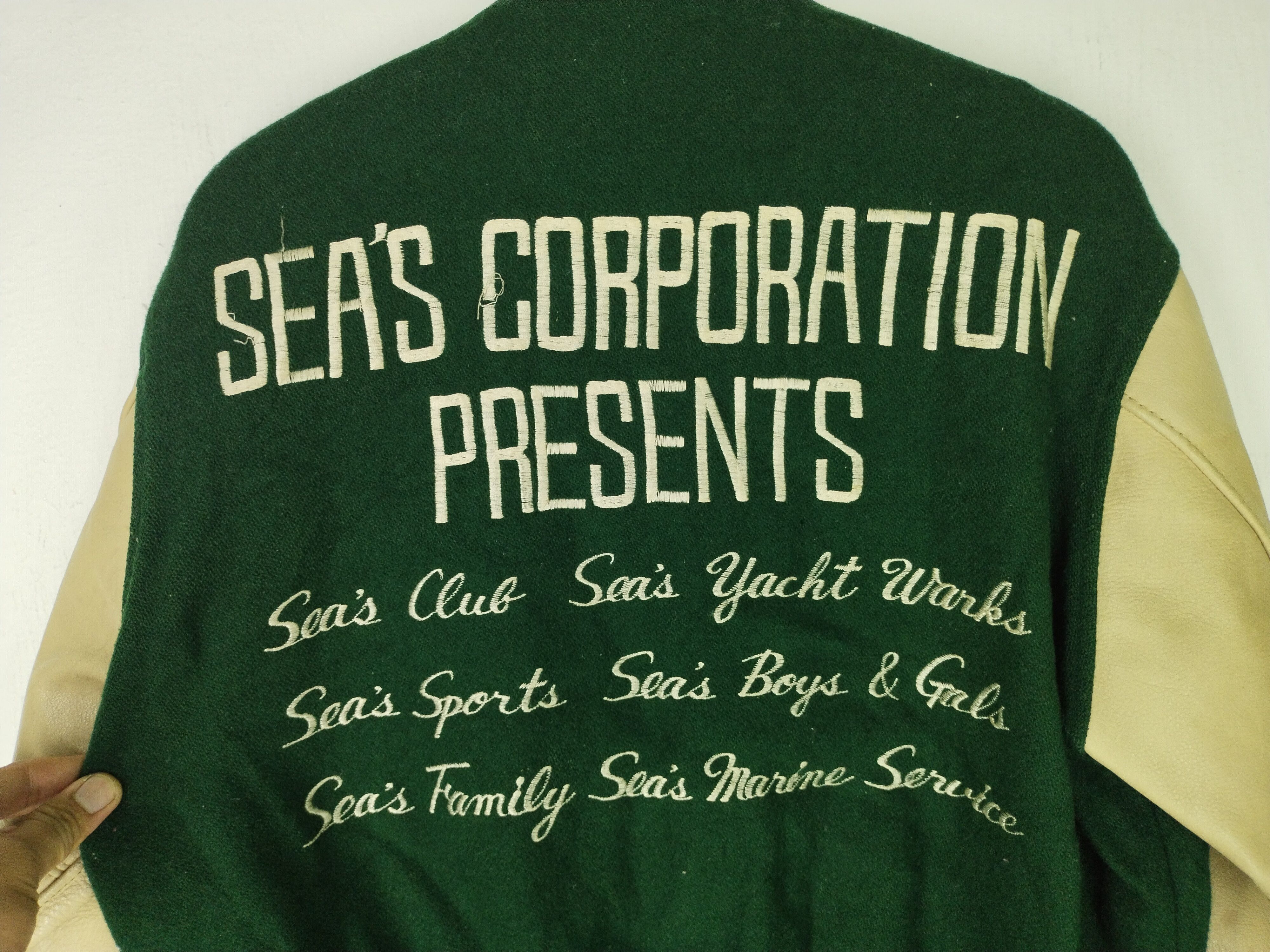Vintage 80's Sea's Racing Varsity Leather/Wool Jacket Size US M / EU 48-50 / 2 - 10 Thumbnail