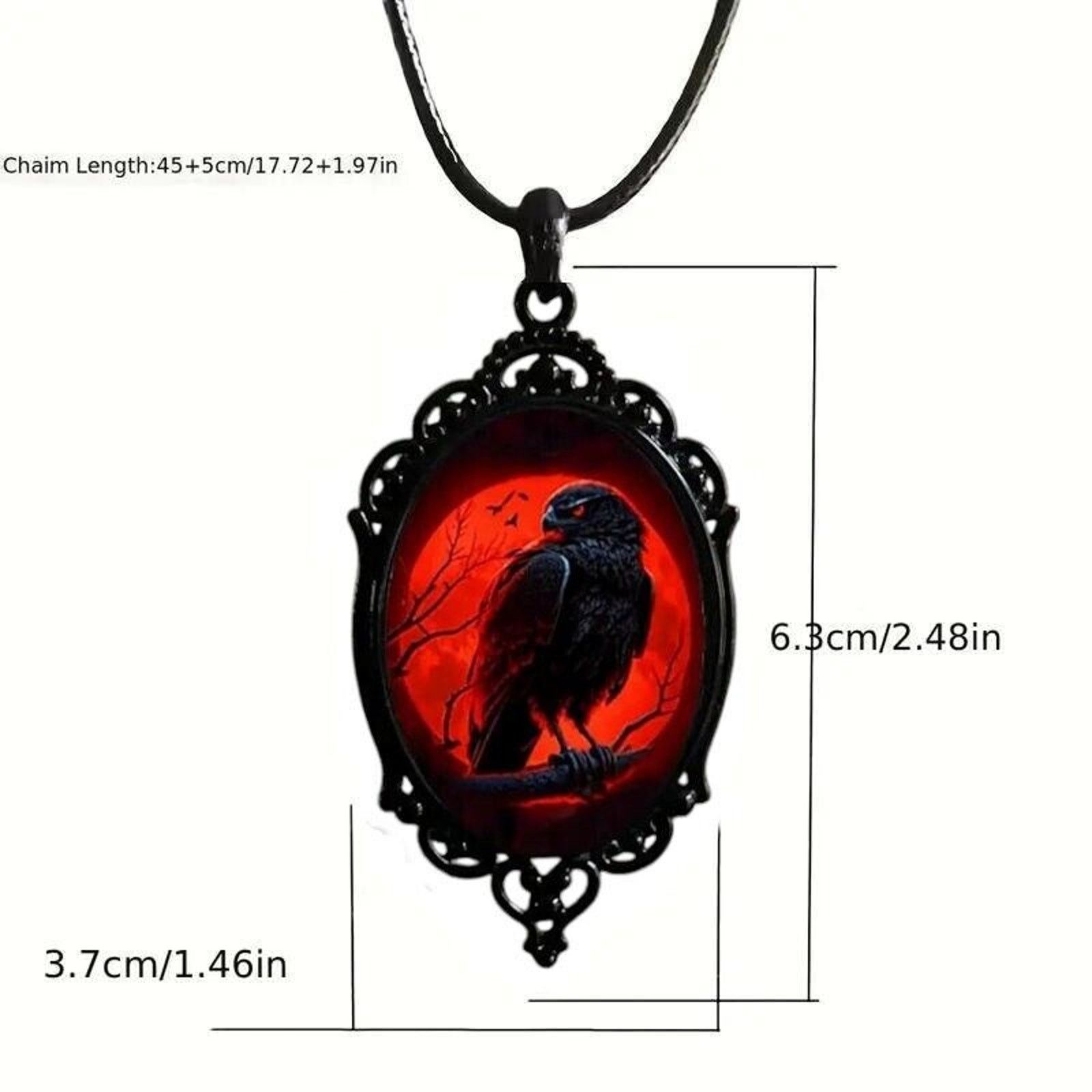 Other Gothic Halloween Retro Style Raven Design Pendant Necklace Size ONE SIZE - 6 Thumbnail