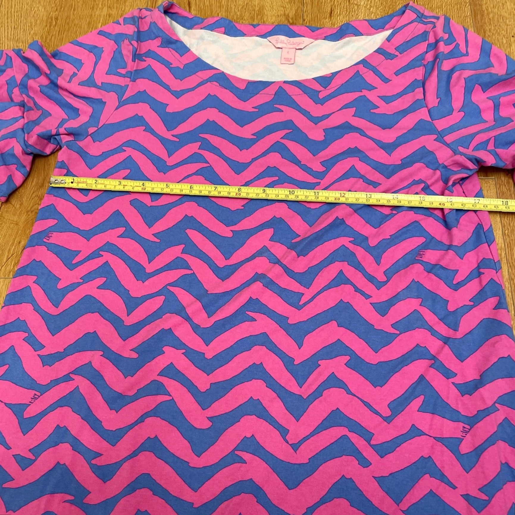 Lilly Pulitzer Lilly Pulitzer Lula Dress Bennet Pink Blue Pop Up I Got Lucky Large Ruffle Dress Short Sleeve Crew Neck Women L Beach Resort Preppy Size L / US 10 / IT 46 - 5 Thumbnail