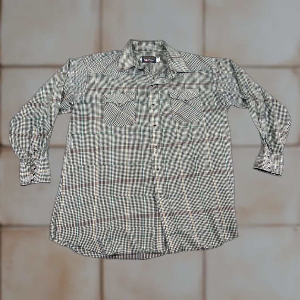 Vintage VINTAGE Panhandle Slim Western Shirt Adult EXTRA LARGE Brown Plaid Pearl Snap Long Sleeve Size US XL / EU 56 / 4 - 1 Thumbnail