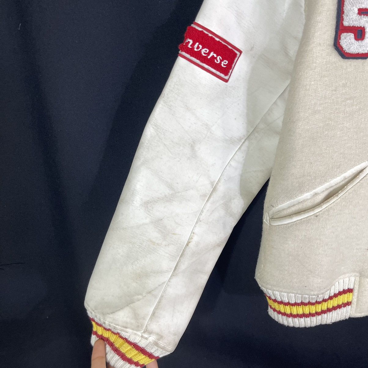 Converse × Vintage Rare! Vintage Converse Varsity Wool Leather Sleeves Jacket Size US M / EU 48-50 / 2 - 7 Thumbnail