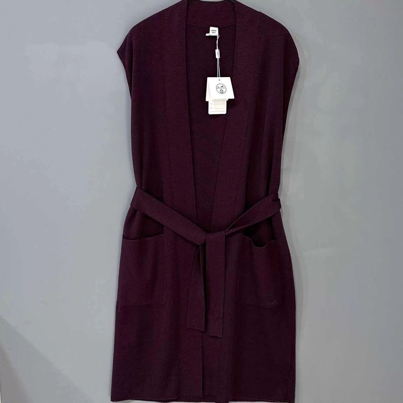 Hermes HERMES Wine Red Cashmere Sleeveless Cardigan Dress Size XS / US 0-2 / IT 36-38 - 1 Thumbnail