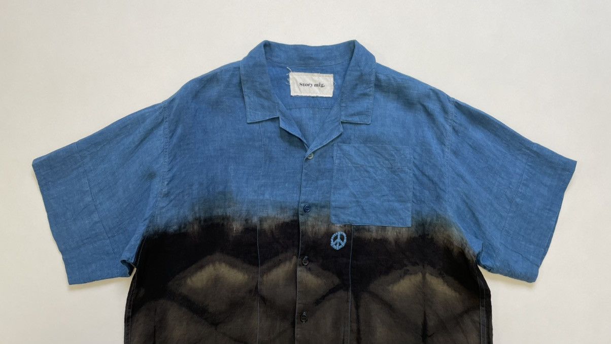 Story Mfg. Blue/Black ‘Peace Tie Dye’ Print Shirt Size US L / EU 52-54 / 3 - 3 Thumbnail