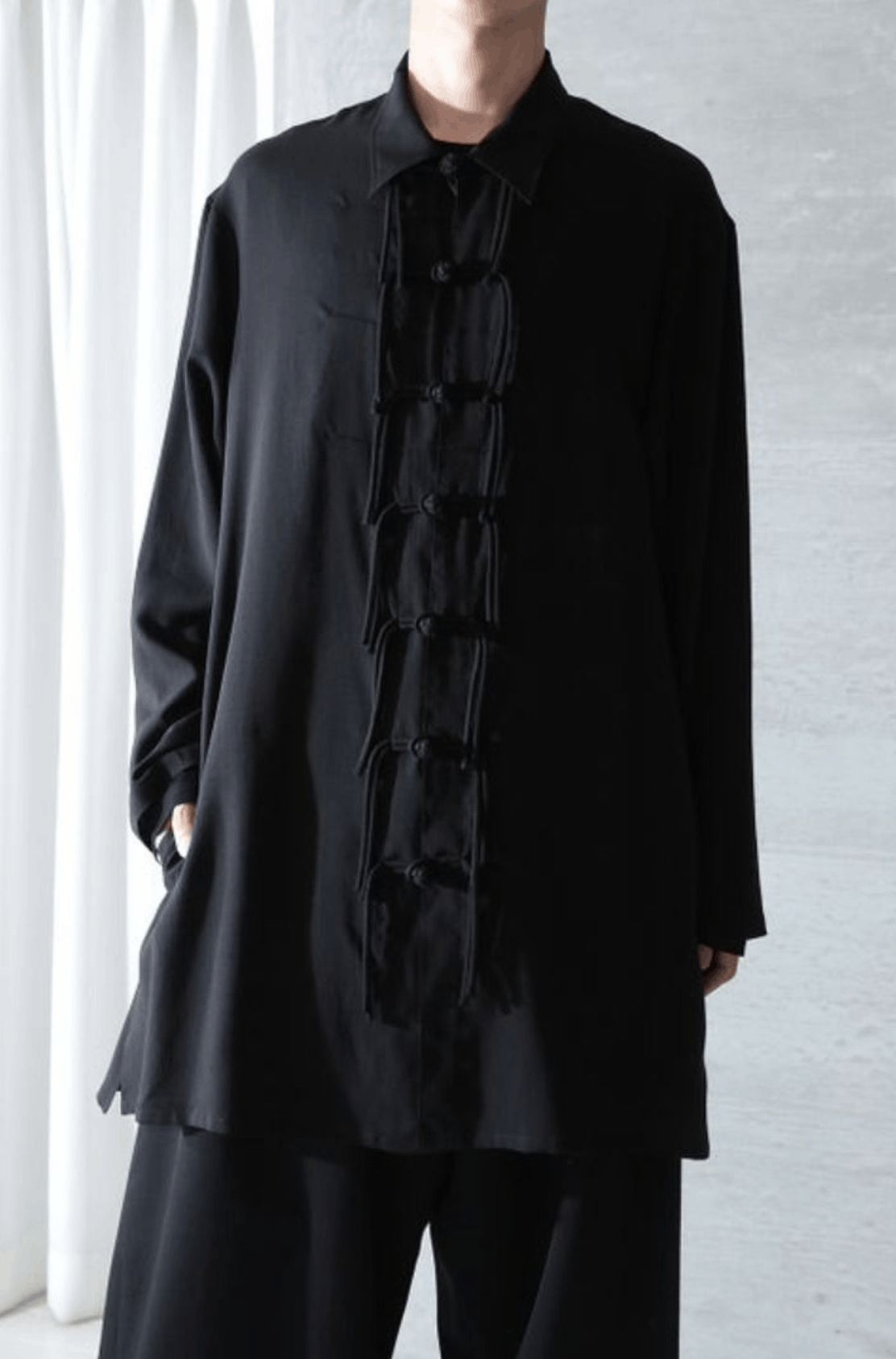 Yohji Yamamoto Yohji Yamamoto Pour Homme - Cellulose Chinese Blouse Size US M / EU 48-50 / 2 - 6 Thumbnail