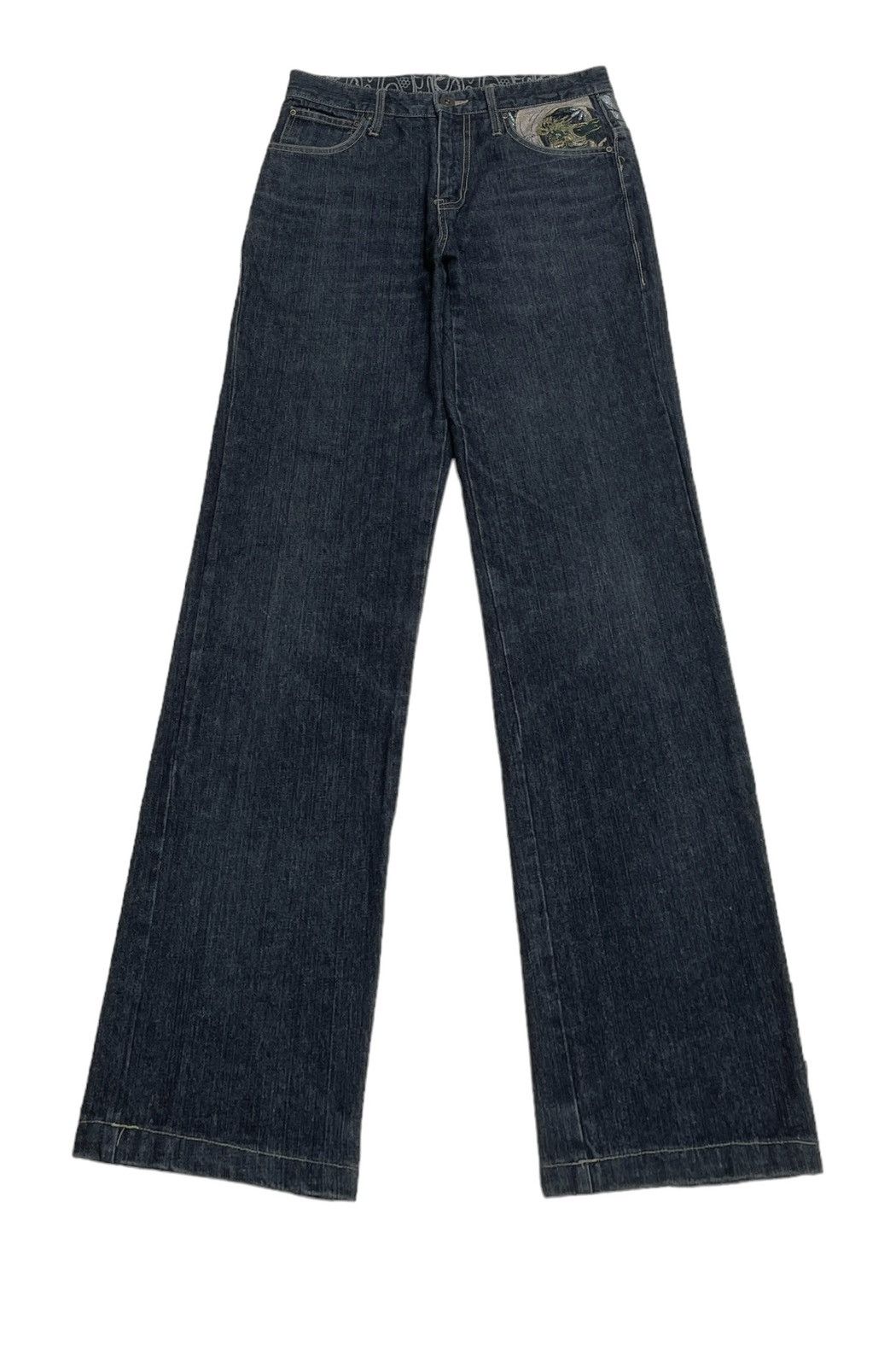 If Six Was Nine Rare Design Vintage Japanese Brand GUMU Sukajan Jeans 1990s Size US 31 - 2 Thumbnail