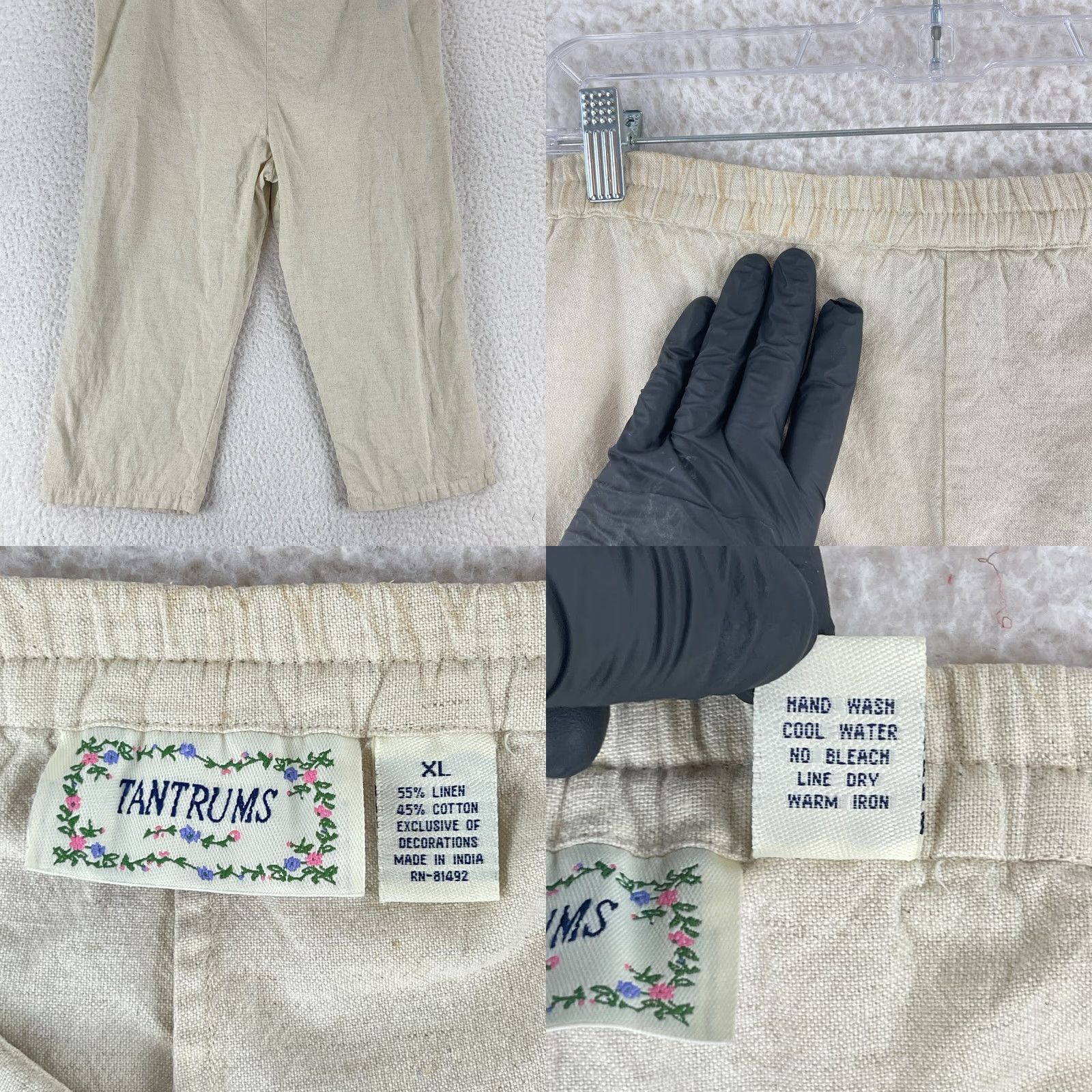 Vintage Tantrums Ivory Linen Cotton Blen Cropped Pants Womens XL Pull On Casual Linen Cotton Blend Ivory Cropped Pants Womens XL Tantrums Pulll On Size 40" / US 18 - 9 Thumbnail
