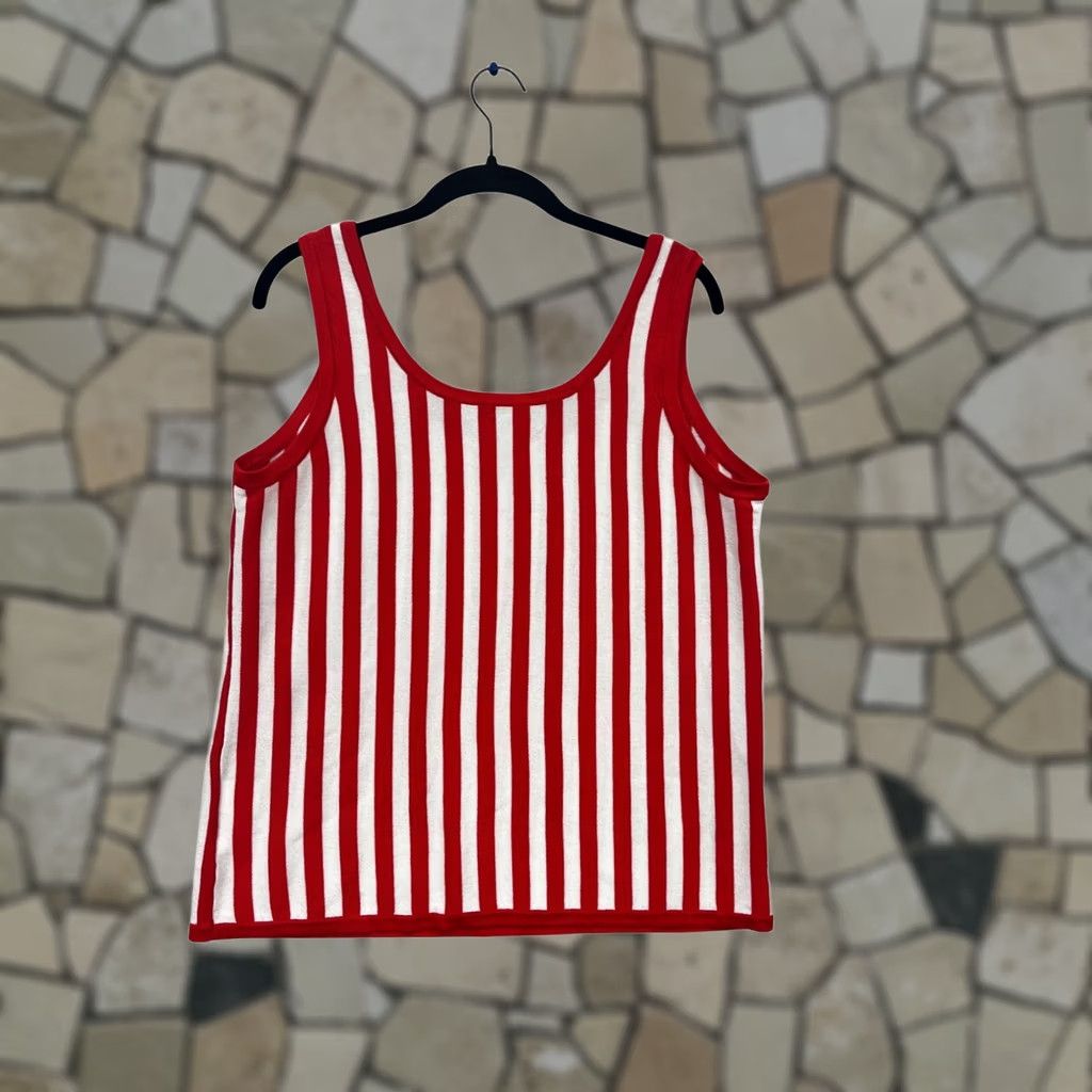 Anne Klein Anne Klein Tank Womens S Red Striped Tank Top #688A Size S / US 4 / IT 40 - 1 Thumbnail