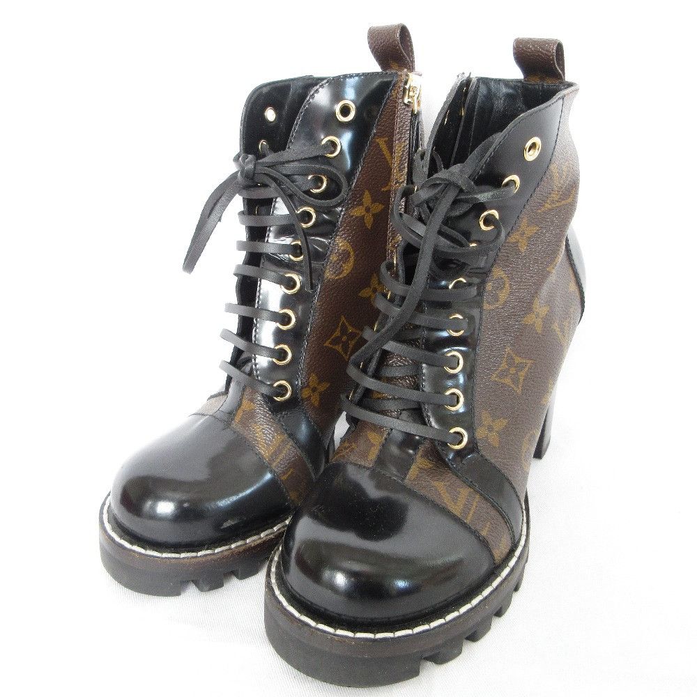 Louis Vuitton Louis Vuitton Star Trail Monogram Lace Up Short Boots Textile Shoes DUTY FREE for USA
