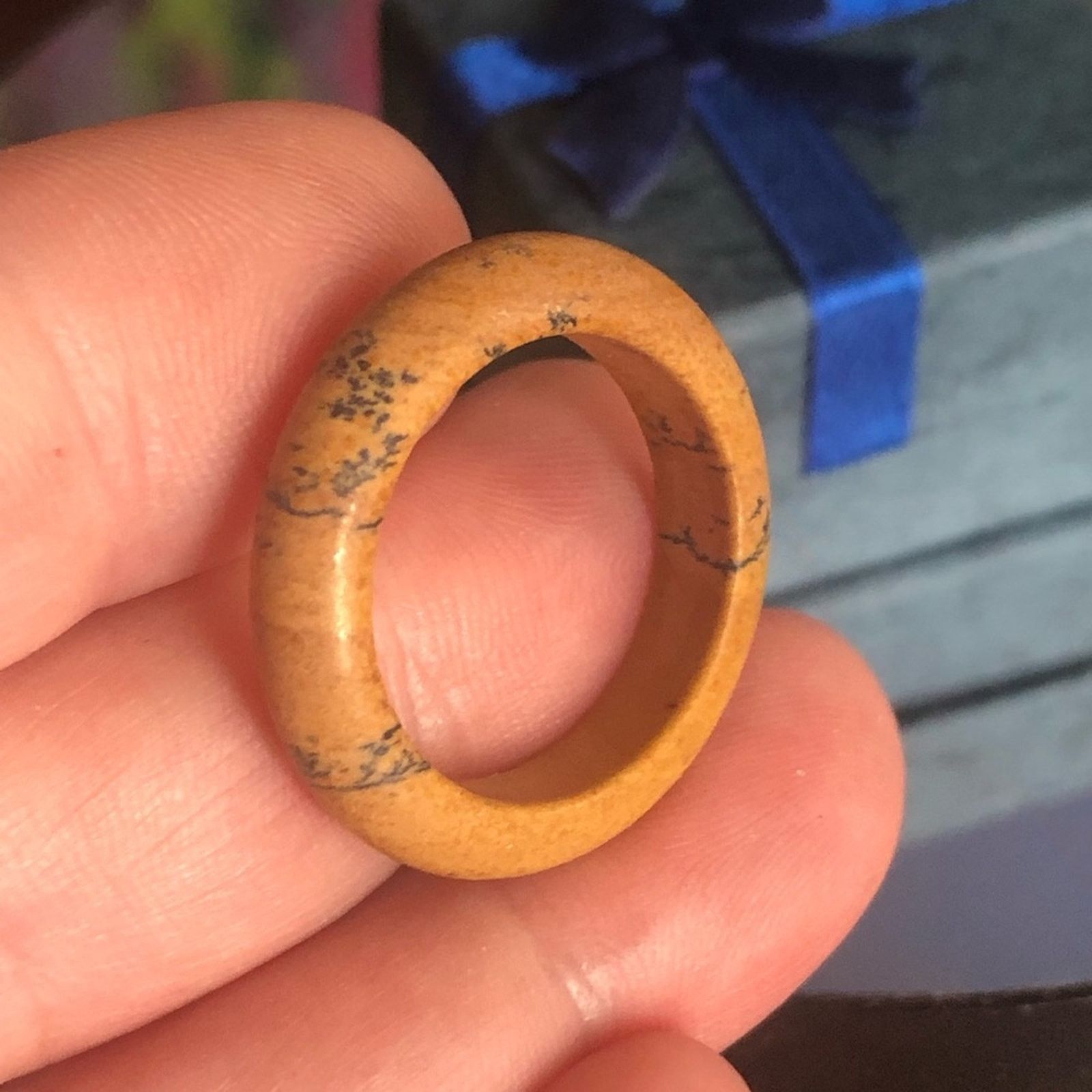 Handmade Handcrafted genuine picture jasper stone band ring 8.5 Size ONE SIZE - 9 Thumbnail