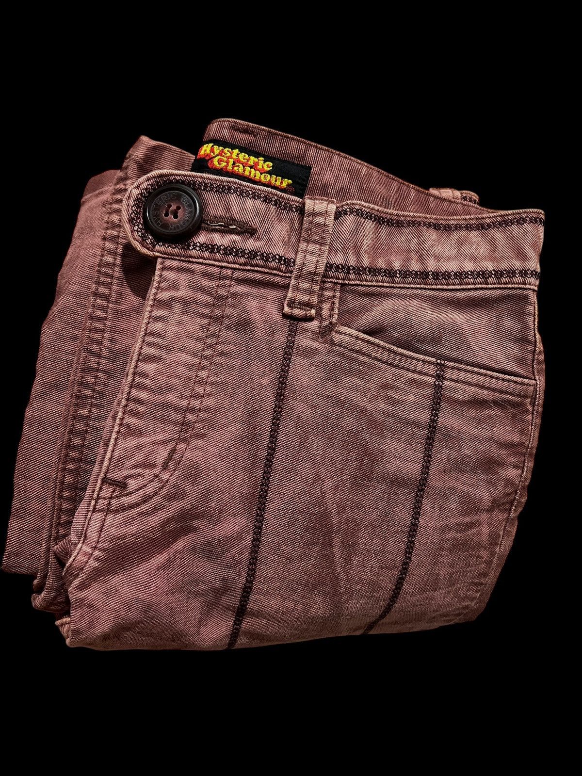 Hysteric Glamour × If Six Was Nine × Le Grande Bleu (L.G.B.) Hysteric acid wash maroon Flared Denim Pants Size US 27 - 8 Thumbnail