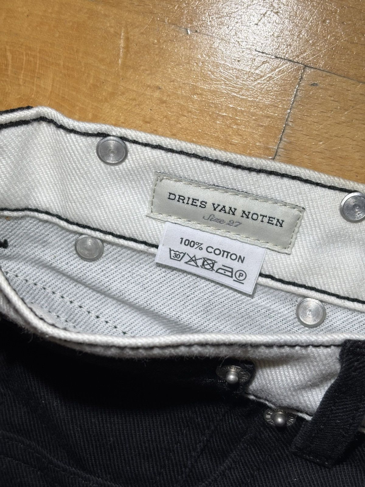 Dries Van Noten Dries van Noten rear prison pants jeans 27 waist black white Size US 27 - 5 Thumbnail