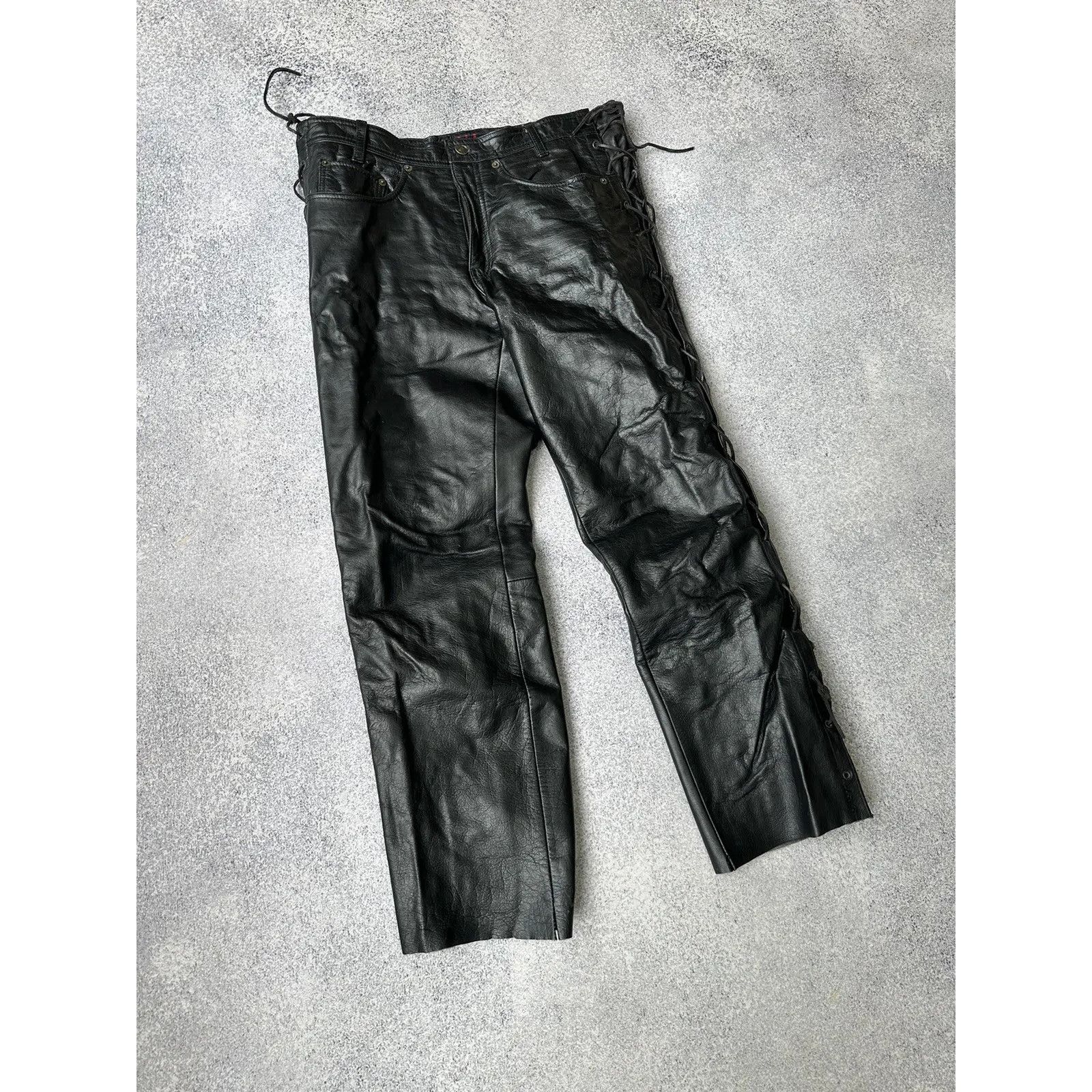 Vintage VTG Genuine Leather Nashville Leather Company Rock Pants Size US 32 / EU 48 - 3 Thumbnail