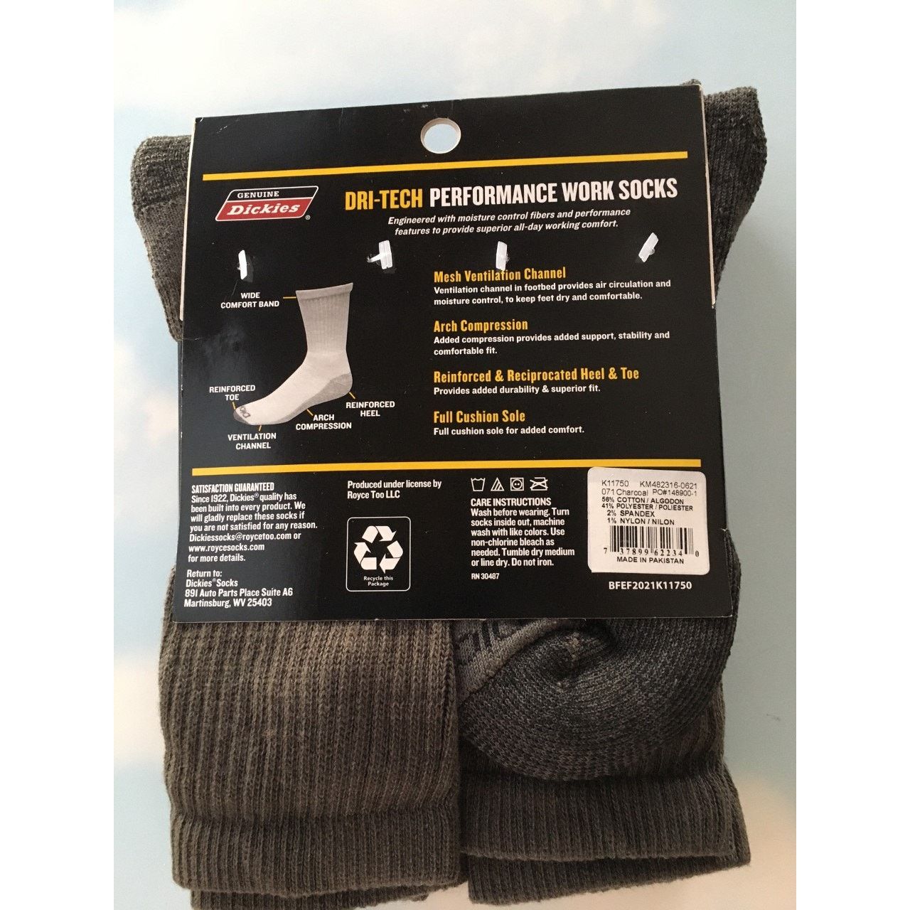 Dickies Dickies Socks 6-12 Dri-Tech Crew Performance GY 6 Pr/Pk NWT Size ONE SIZE - 2 Thumbnail