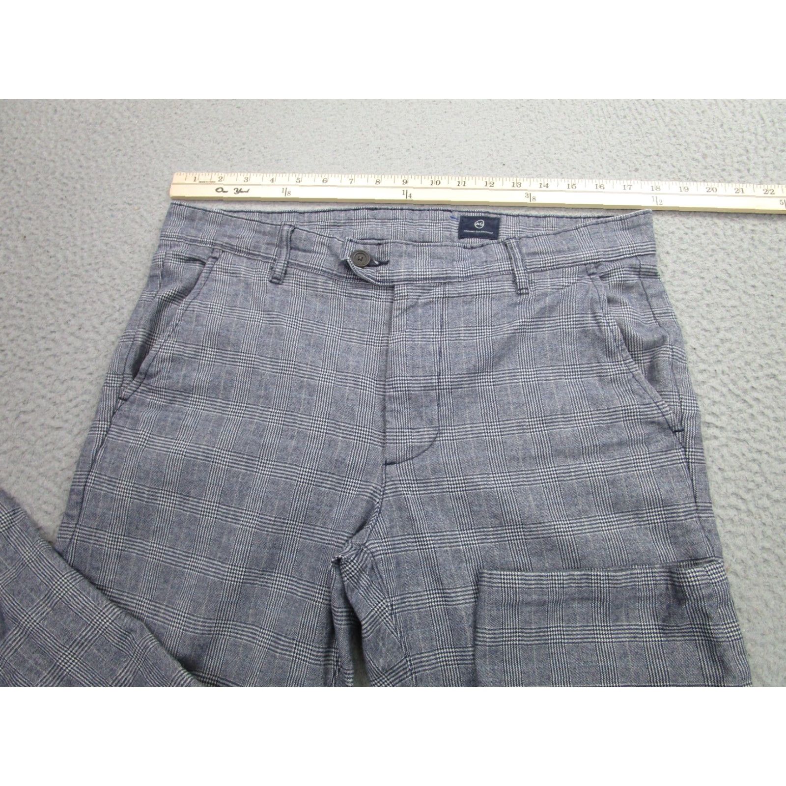 Vintage AG Adriano Goldschmied Pants Mens Size 33R Gray Glen Plaid Stretch Chino Size US 33 - 3 Thumbnail