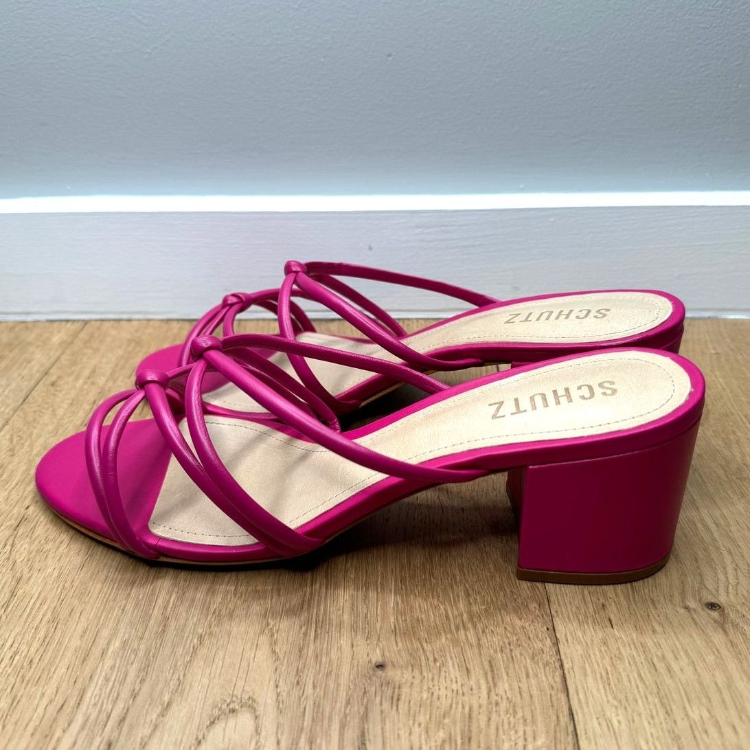 SCHUTZ NEW Schutz Princey Strappy Slide Sandals Hot Pink Heel Size US 8.5 / IT 38.5 - 2 Thumbnail