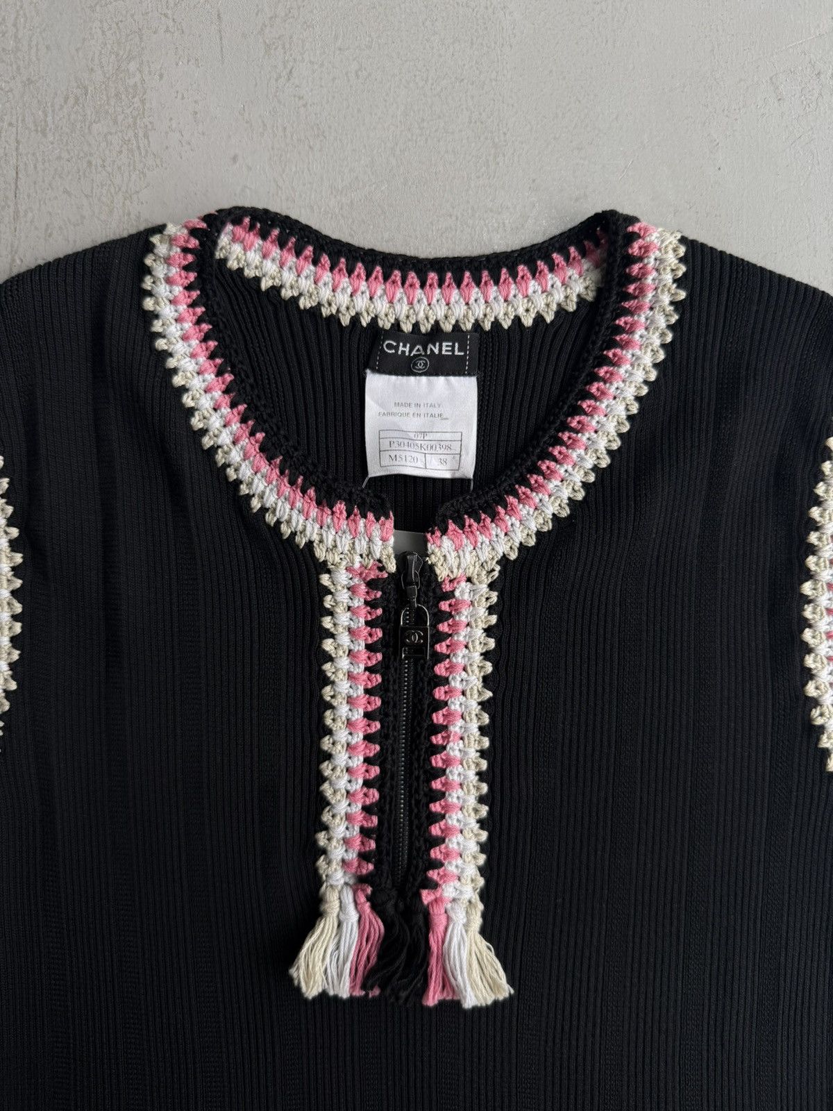 Chanel 2007 Chanel - Trimmed Half Zip Knit Tank Size XS / US 0-2 / IT 36-38 - 3 Thumbnail