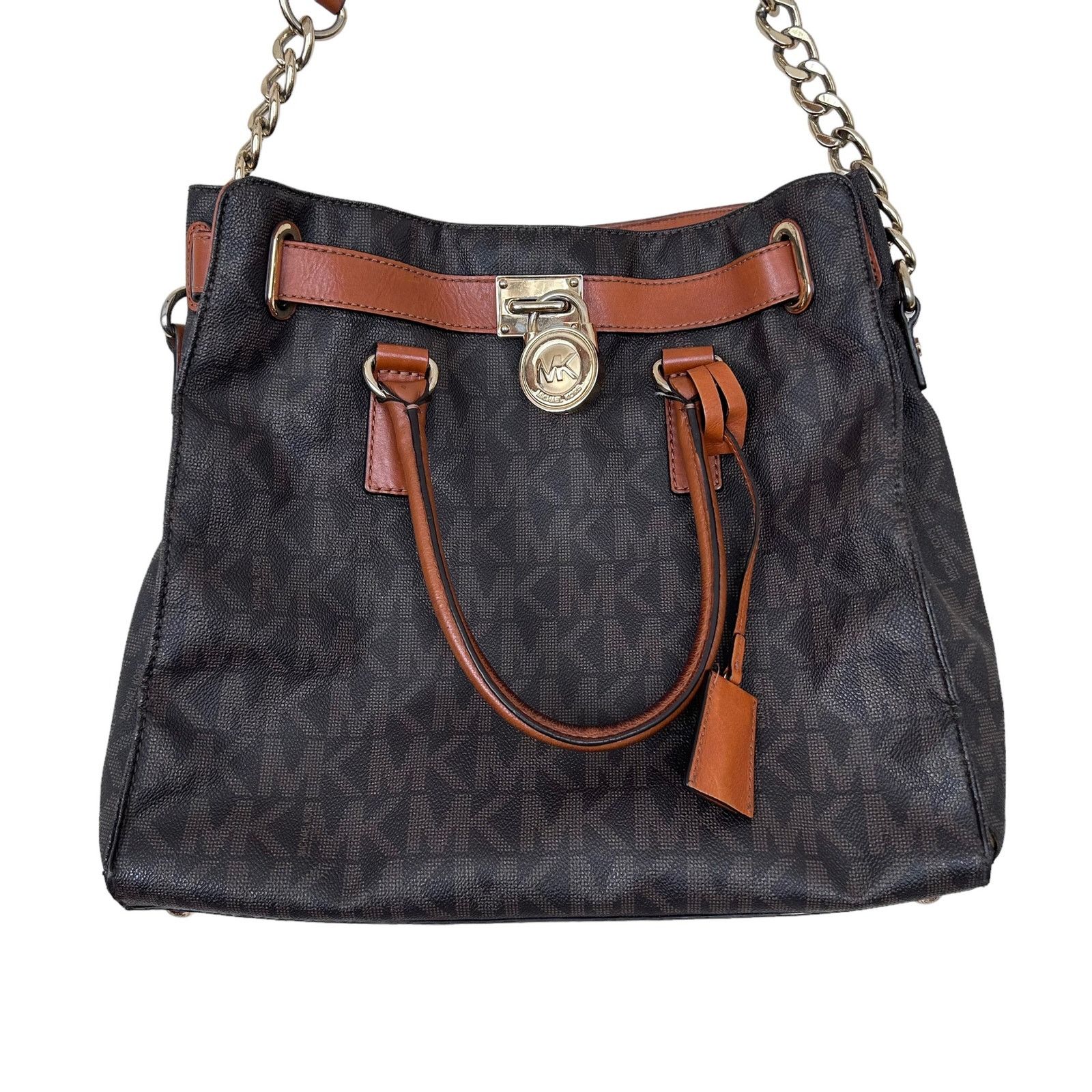 Michael Kors Michael Kors Hamilton Large Satchel Tote Brown Monogram Size ONE SIZE - 2 Thumbnail