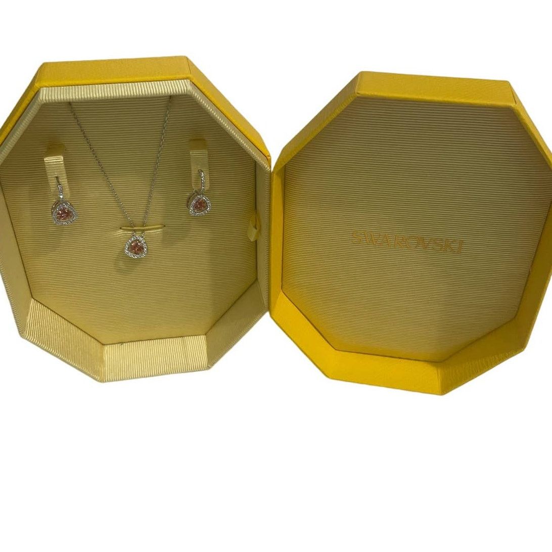 Swarovski Swarovski Crystal Zirconia Pink Pendant Necklace Earrings Size ONE SIZE - 5 Thumbnail