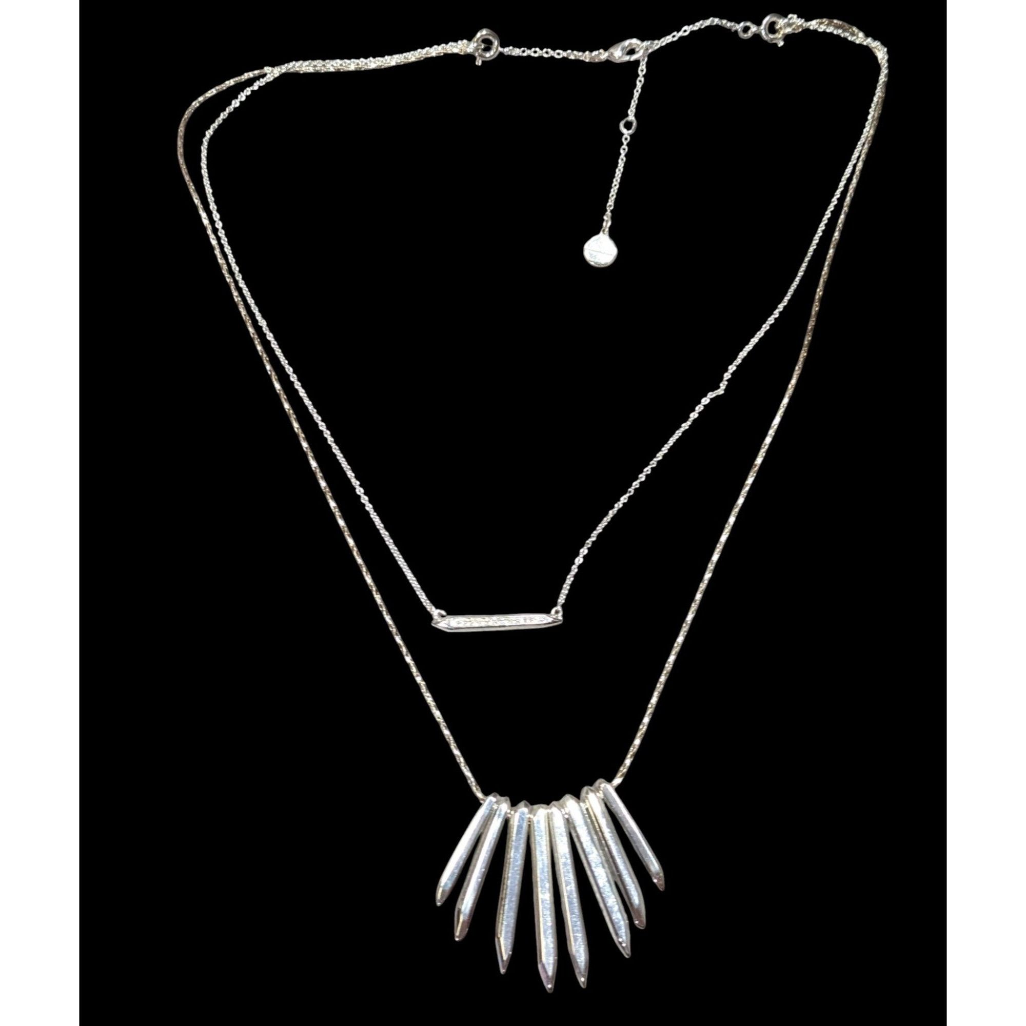 Other Stella And Dot Layered Silver Spike Pendant Necklace With Rh Size ONE SIZE - 1 Thumbnail