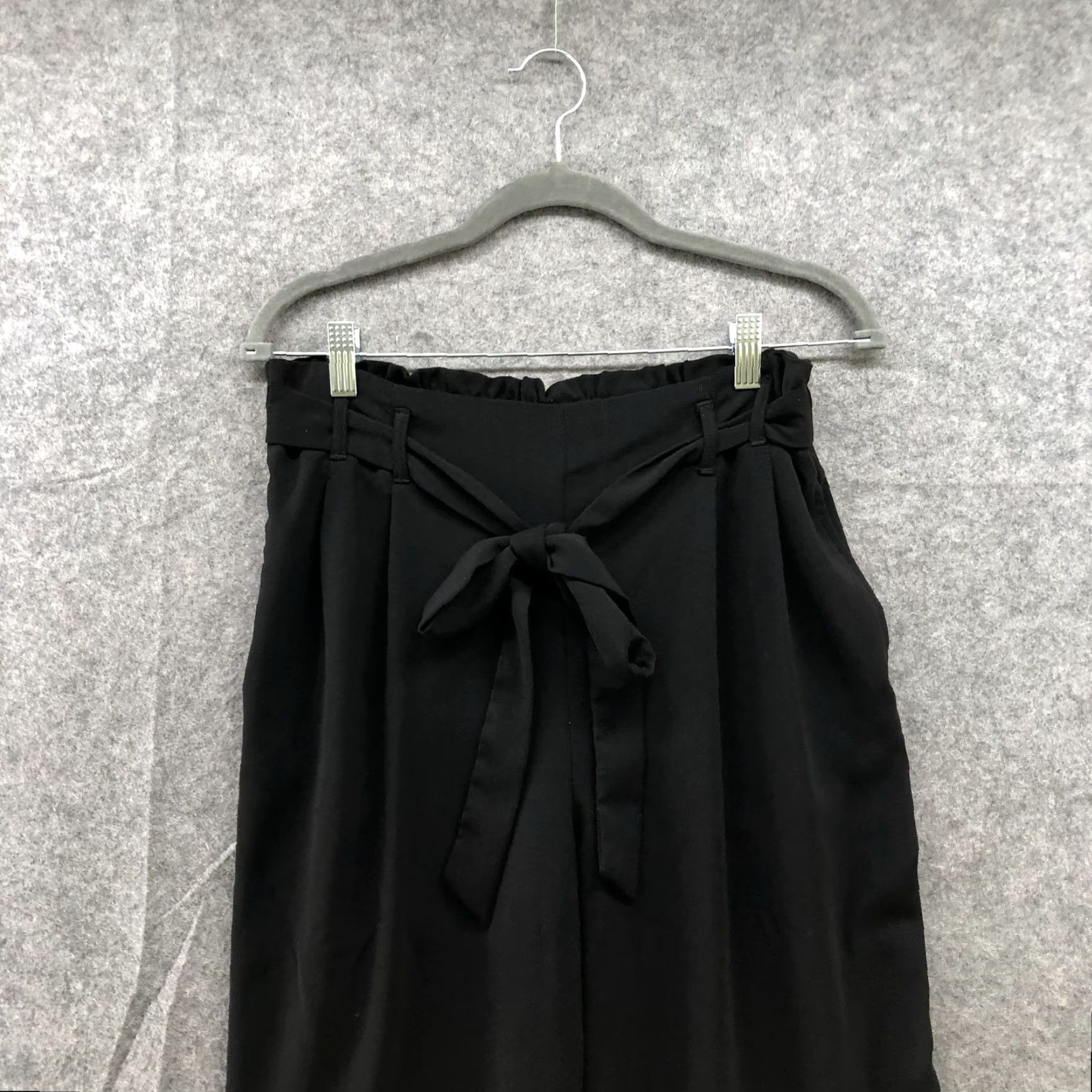 Zara Zara Wide Leg Crop Dress Pants Womens L Black Tie Waist High Rise Pants Size 36" / US 14 / IT 50 - 3 Thumbnail