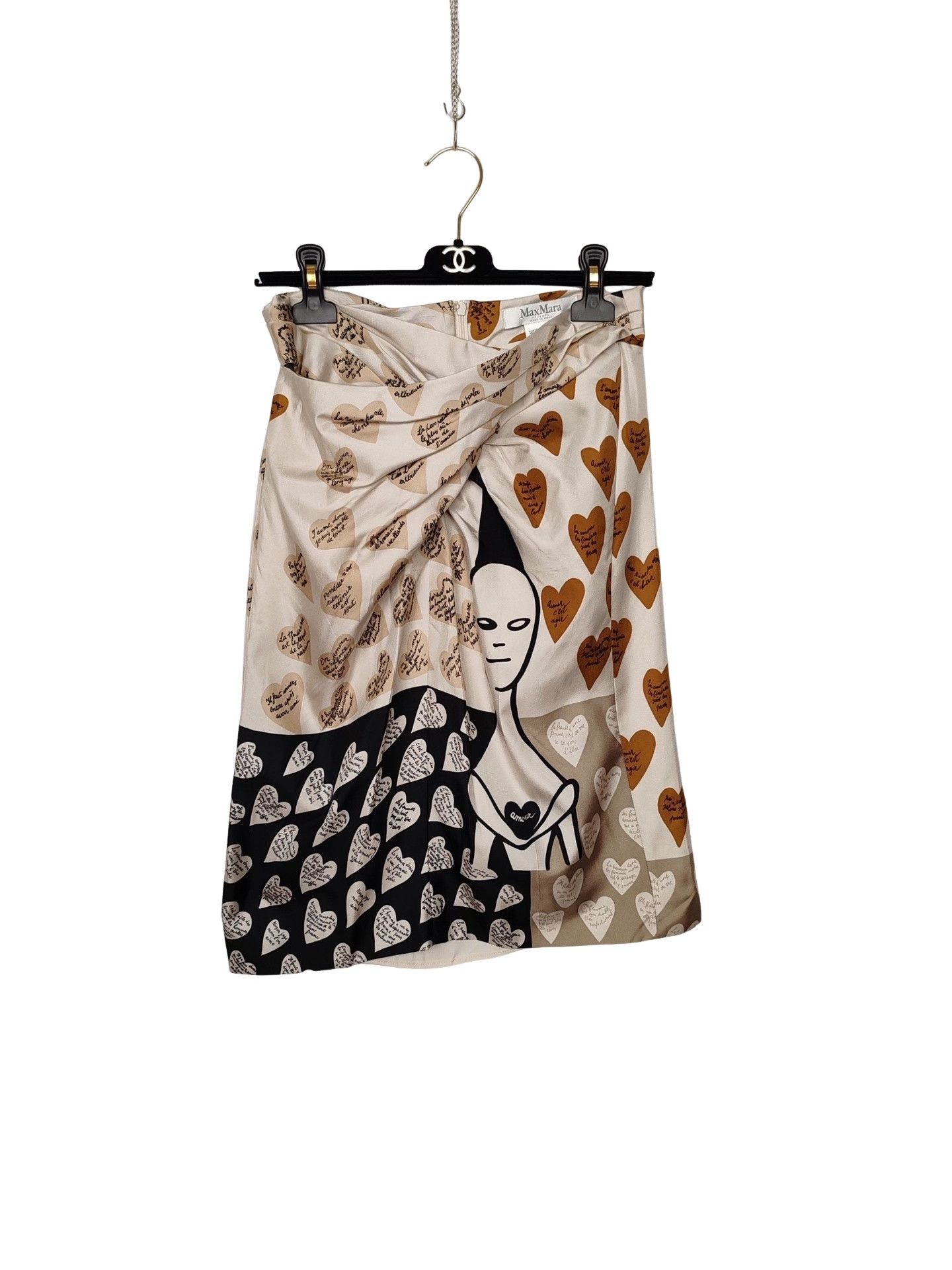 Max Mara MaxMara Heart Print Silk Mini Skirt Size 40 Size 27" / US 4 / IT 40 - 1 Thumbnail