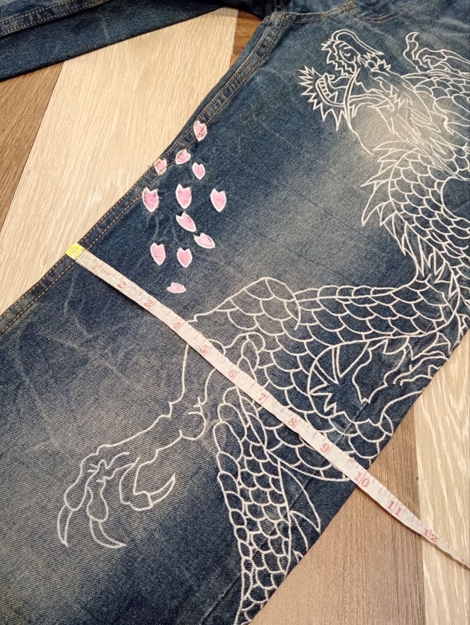 Japanese Brand HISHYOUHAKUREI ORIGINAL WAGARA DENIM SUKAJAN DRAGON PANTS Size US 32 / EU 48 - 18 Thumbnail