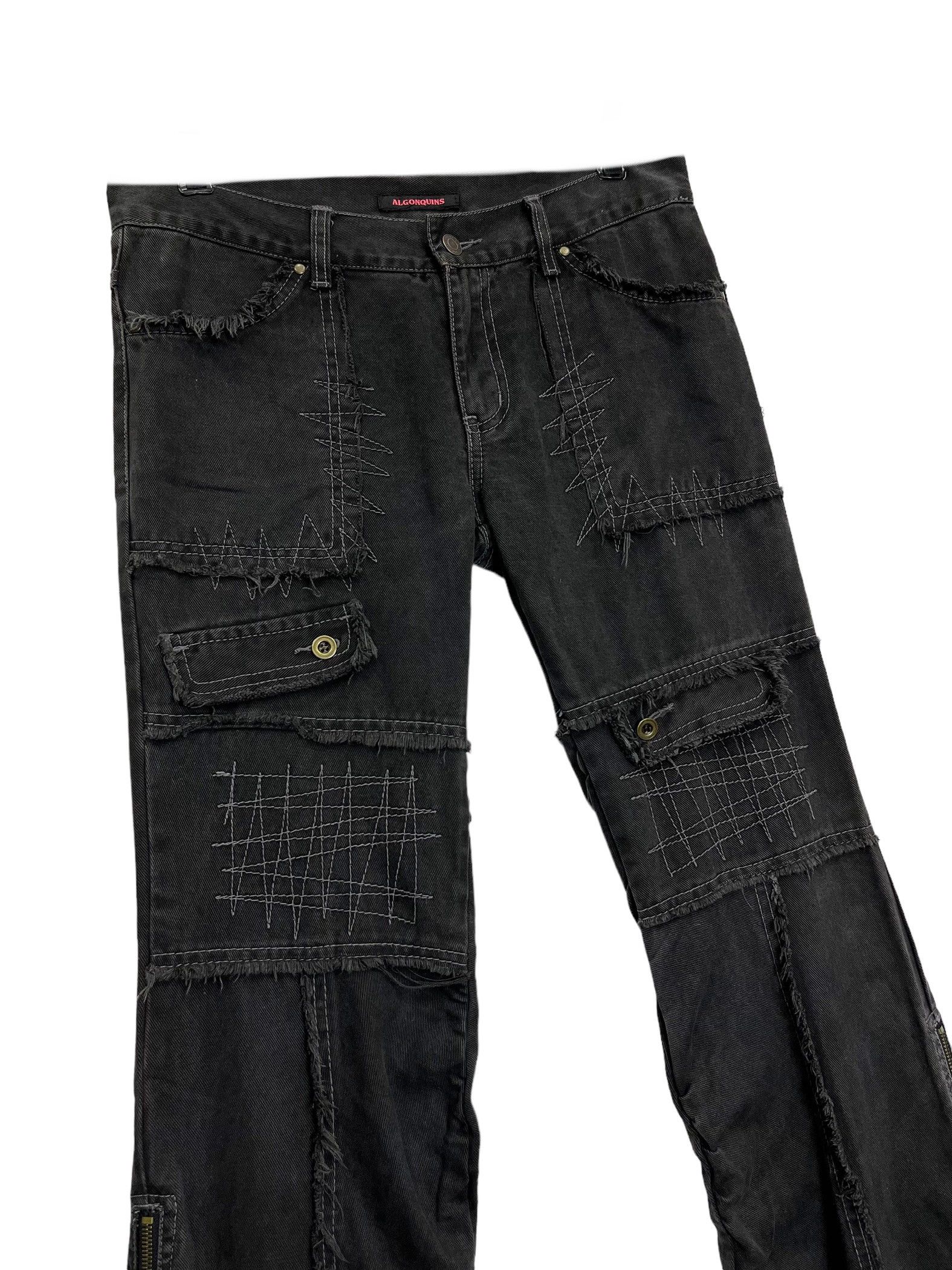 Other 💀PUNK SKULL🔥90’s ALGONQUINS Frayed Denim Flared Zipper Leg Size US 30 / EU 46 - 13 Thumbnail