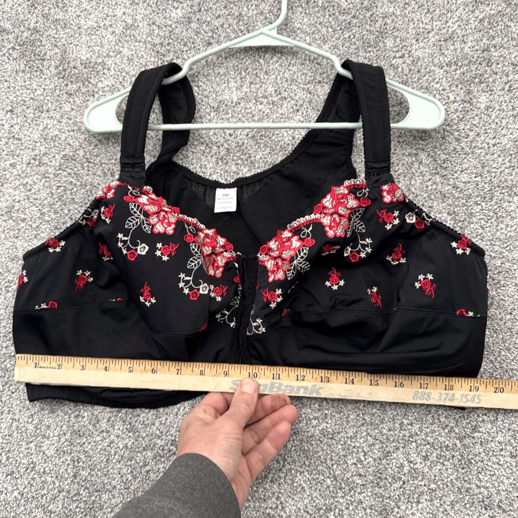 Vintage Coquette Bra 50F Floral Embroidery Front Closure Victorian Black Bra Women Wireless 50F Victorian Style Embroidered Zipper Front Closure N/A Size ONE SIZE - 3 Thumbnail