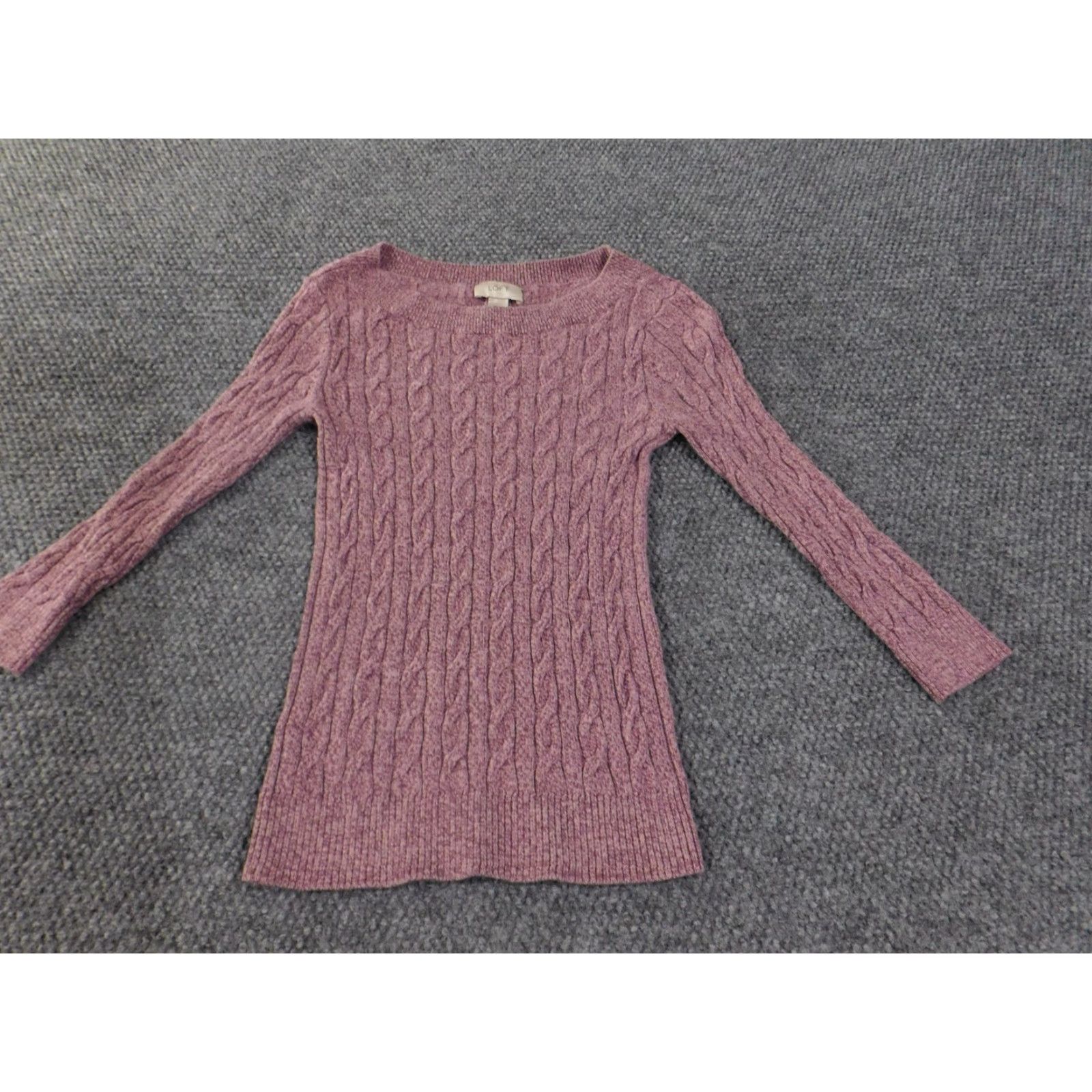 Loft LOFT Sweater Womens XXS Purple Cable Knit Pullover Crewneck Long Sleeve Cotton Size XXS / US 00 / IT 34 - 2 Thumbnail