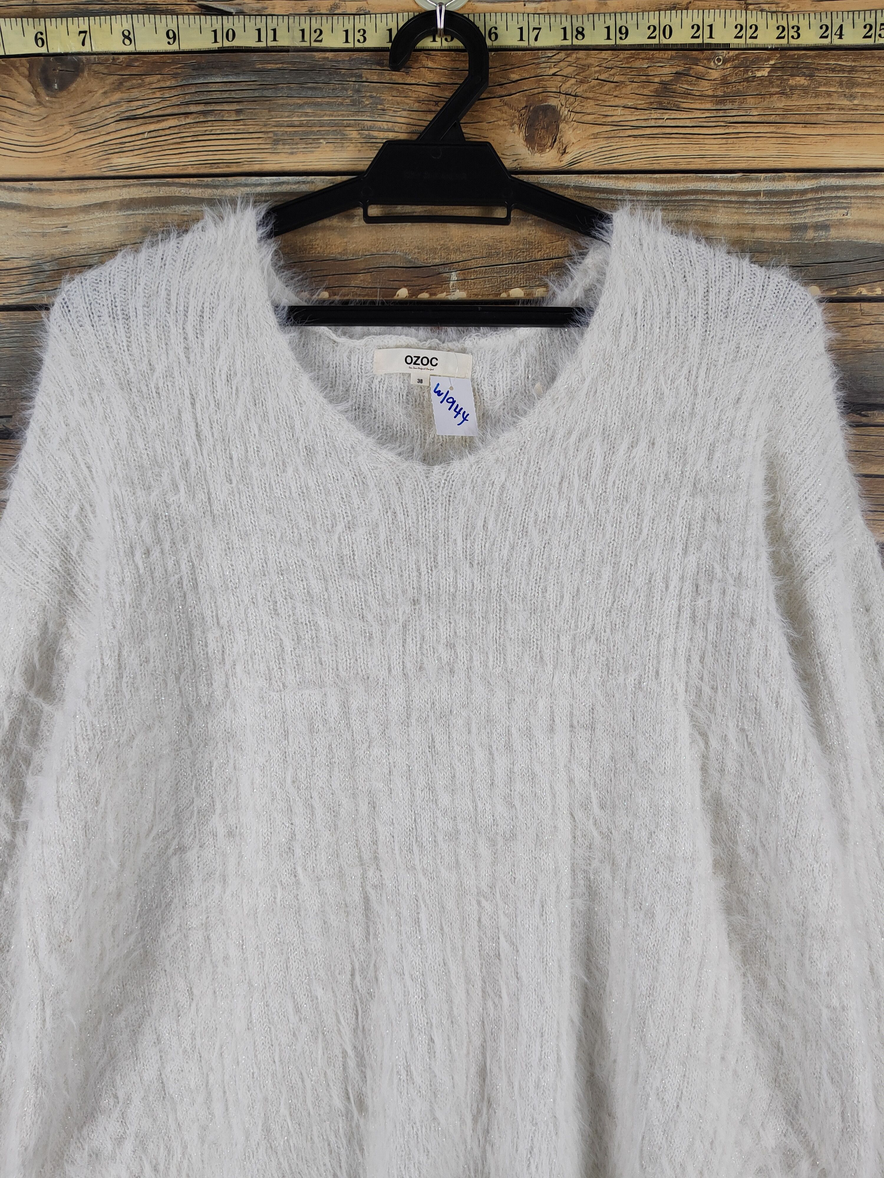 Japanese Brand OZOC Ivory Shag Shaggy Fur Mohair Knitwear #1944 Size XS / US 0-2 / IT 36-38 - 2 Thumbnail