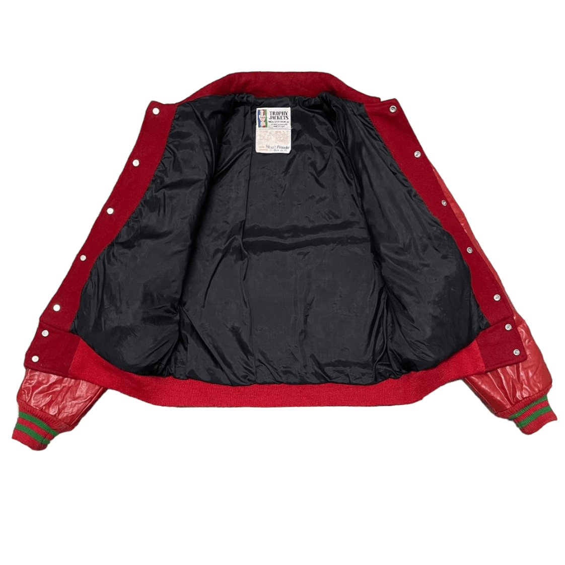 Trophy Clothing Vtg 70s 80s Trophy USA Letterman Red Wool Leather Academics Size US M / EU 48-50 / 2 - 6 Thumbnail