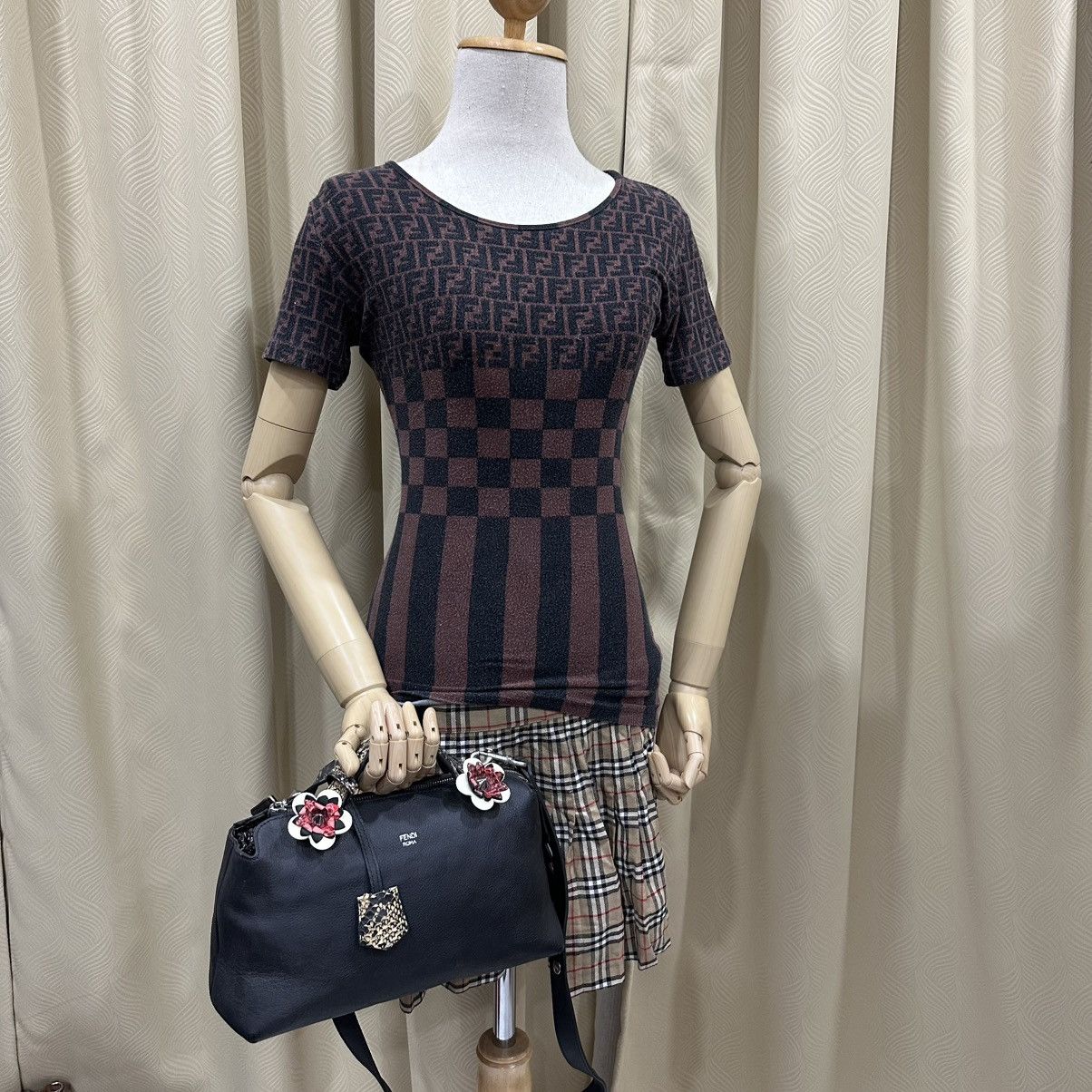 Fendi FENDI ROMA BLACK LEATHER AND PHYTON SMALL BY THE WAY SATCHEL Size ONE SIZE - 21 Thumbnail