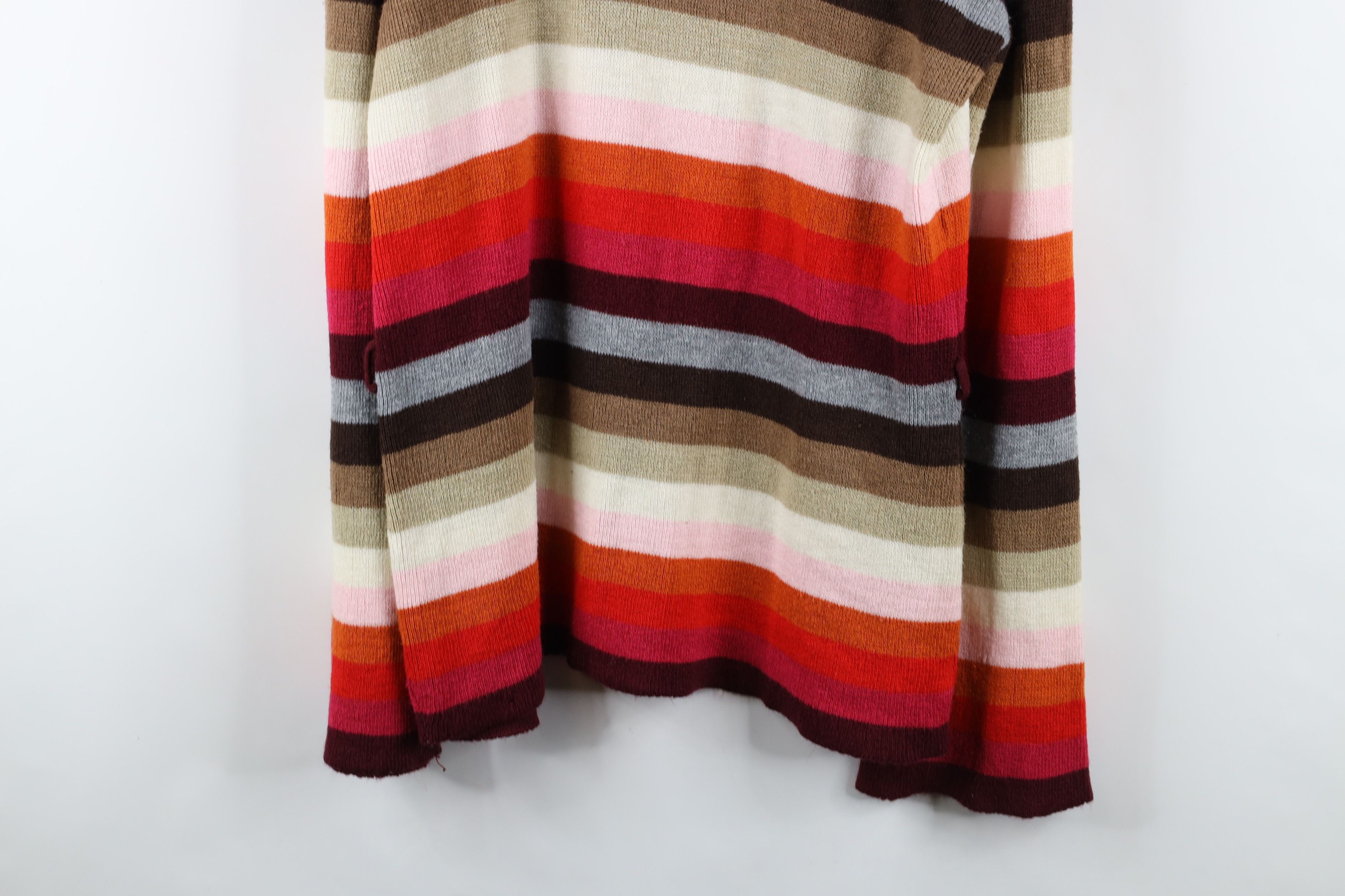 Vintage Vintage 90s Y2K Babydoll Striped Hooded Knit Sweater USA Size S / US 4 / IT 40 - 13 Thumbnail