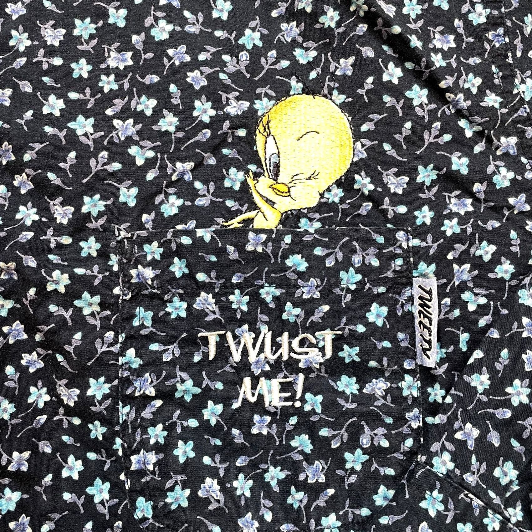 Vintage Looney Tunes Button-Up Shirt Blouse Womens 22W 24W Blue Tweety Bird Collared Shirt Size 3XL / US 20-22 - 3 Thumbnail