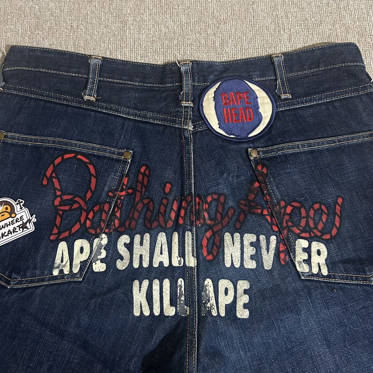 Bape Champion Logo Denim Shorts Size US 34 / EU 50 - 2 Thumbnail