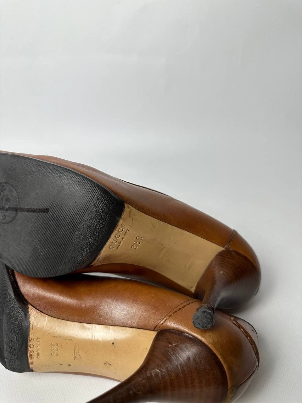 Gucci Gucci Brown Leather Vintage Heels Bamboo Detail Pumps Size US 8 / IT 38 - 10 Thumbnail