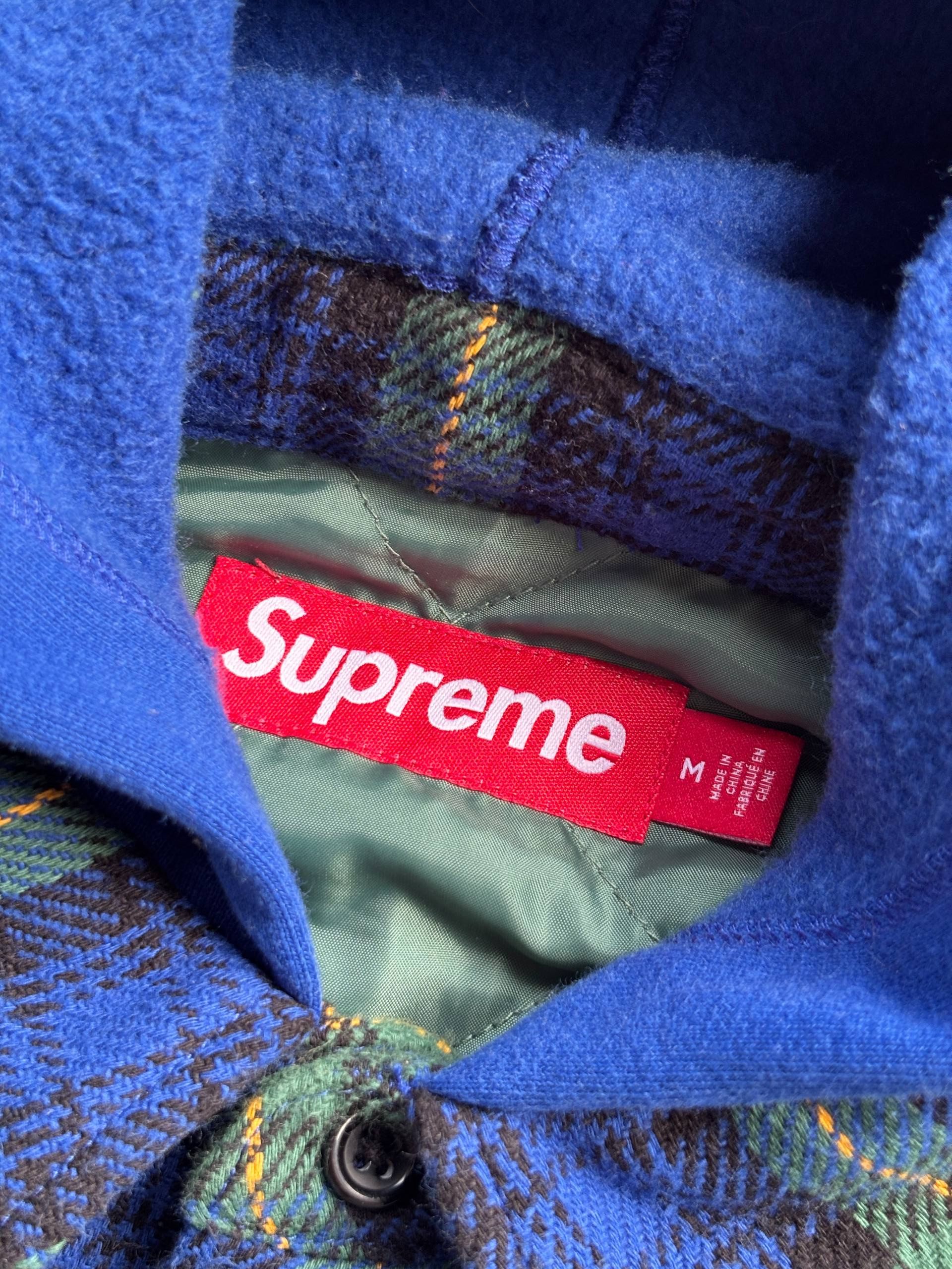 Supreme Supreme Tartan Flannel Hooded Shirt blue/green Size US M / EU 48-50 / 2 - 9 Thumbnail