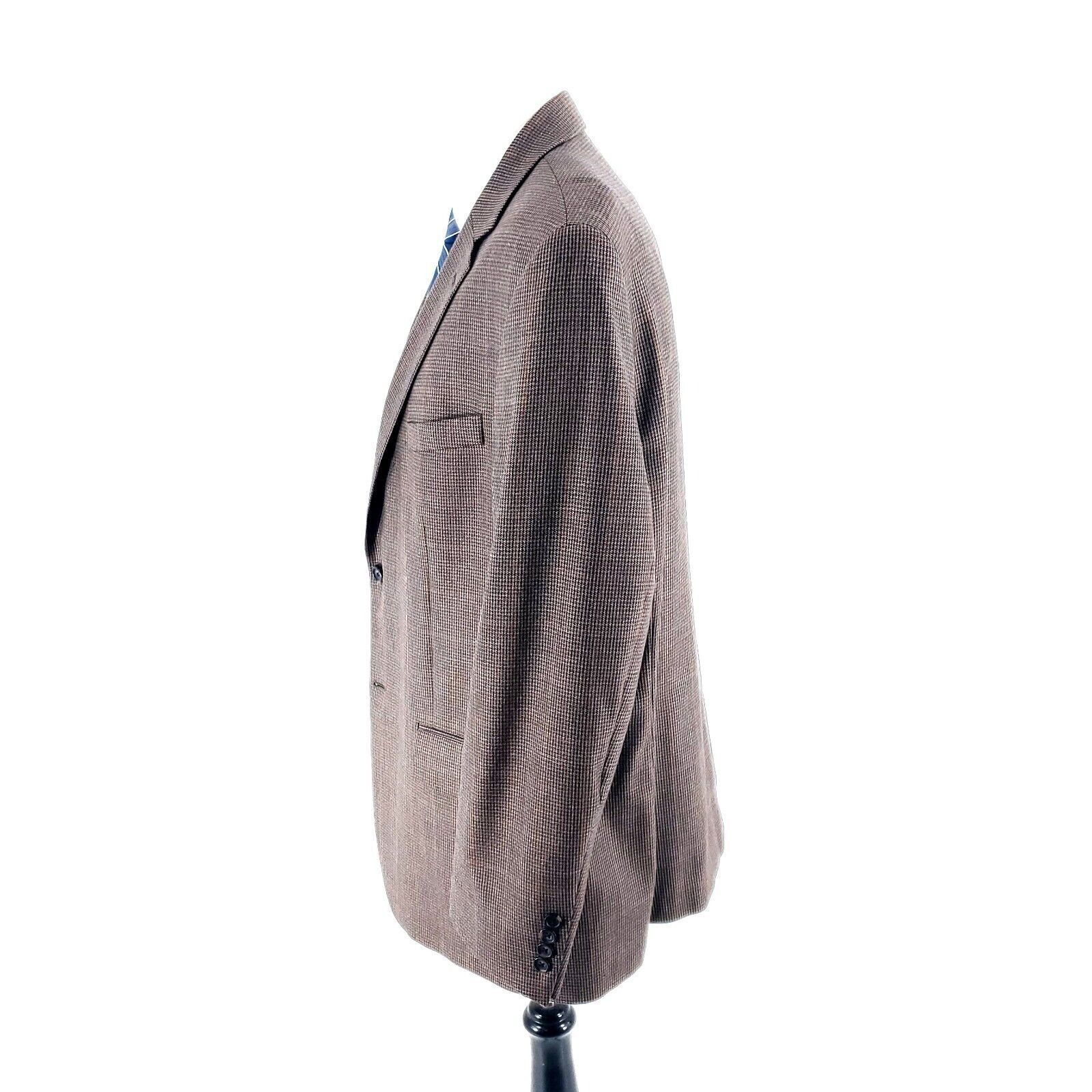 Nautica Nautica Wool 2 Button Sport Coat 44R Beige Blue Brown Hounds Size 44R - 4 Thumbnail
