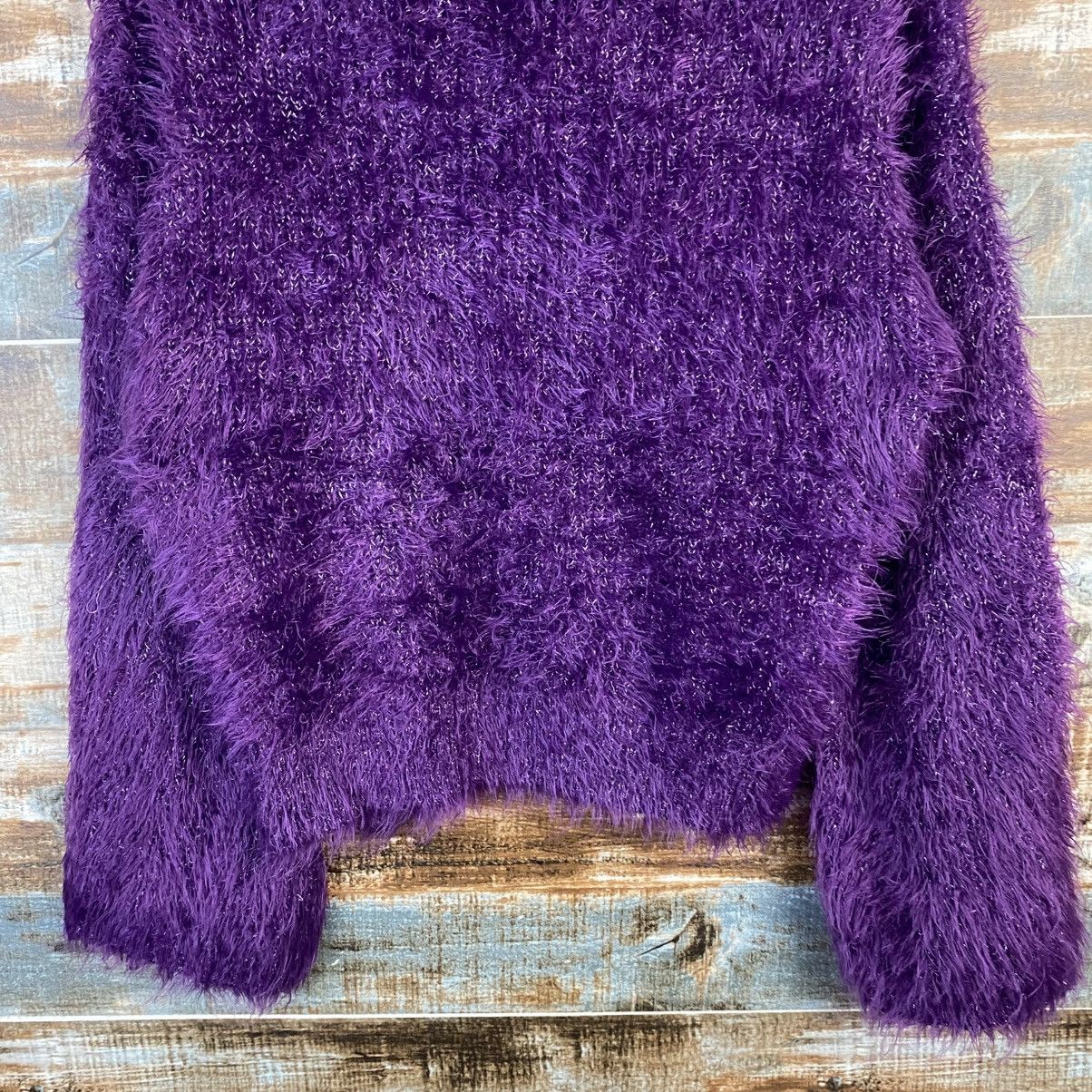 Japanese Brand DL Kastane Purple Mohair fur shaggy Knitwear #C1098 Size M / US 6-8 / IT 42-44 - 6 Thumbnail
