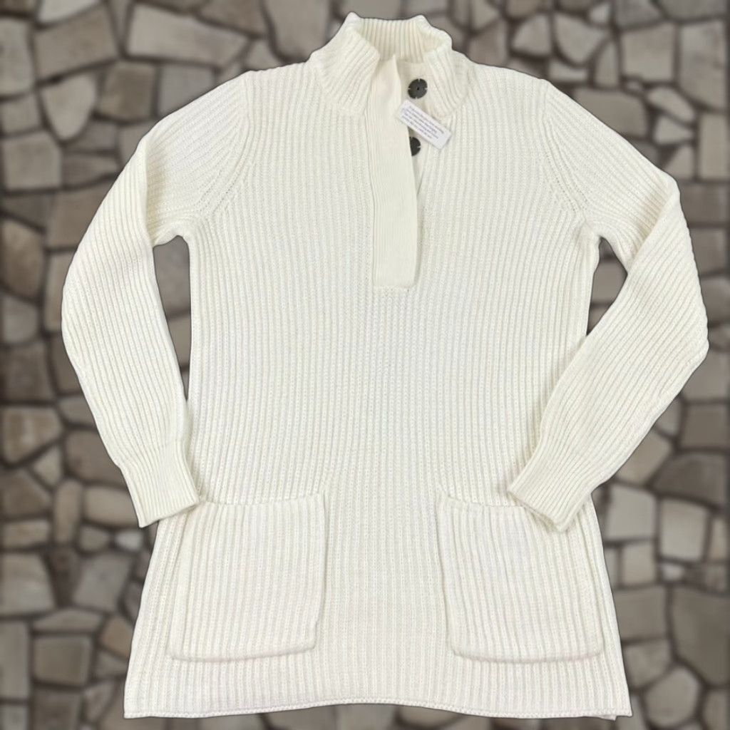 Soft Surroundings Soft Surroundings Sweater Womens Small White Rib-Knit Pullover High Neck Long Sleeve Casual Classic Size S / US 4 / IT 40 - 1 Thumbnail