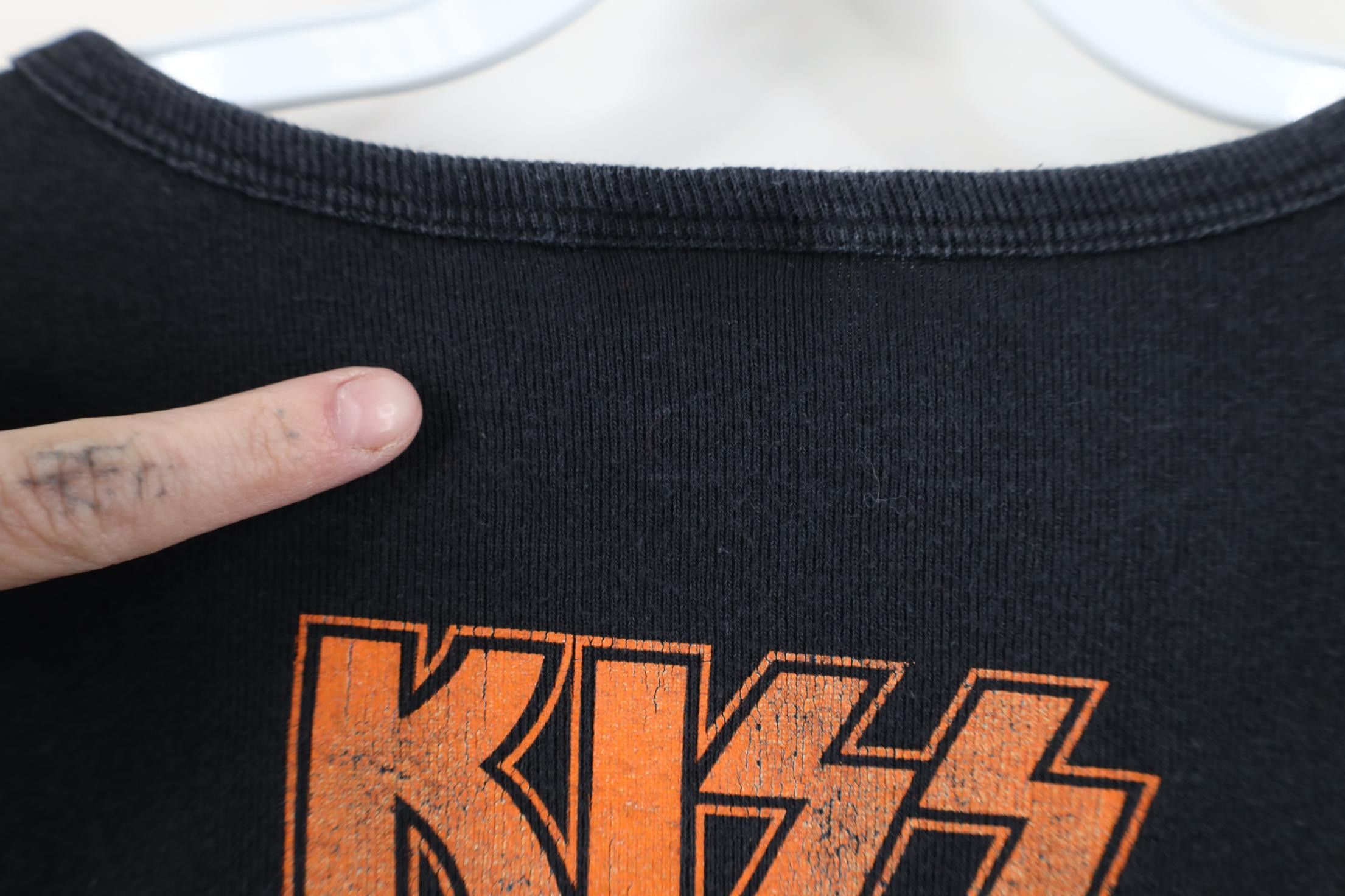 Vintage Vintage 90s Kiss Band Halloween Pumpkin Ribbed Knit T-Shirt Size L / US 10 / IT 46 - 10 Thumbnail