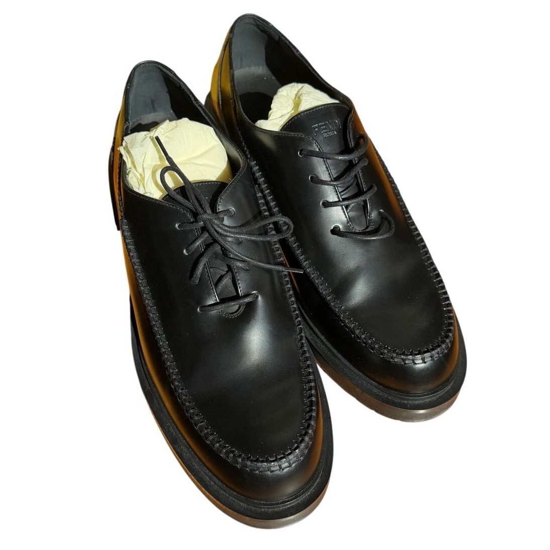 Fendi Fendi NWB Black Lace Up Calf Leather Dress Loafers Size US 11 / EU 44 - 1 Thumbnail