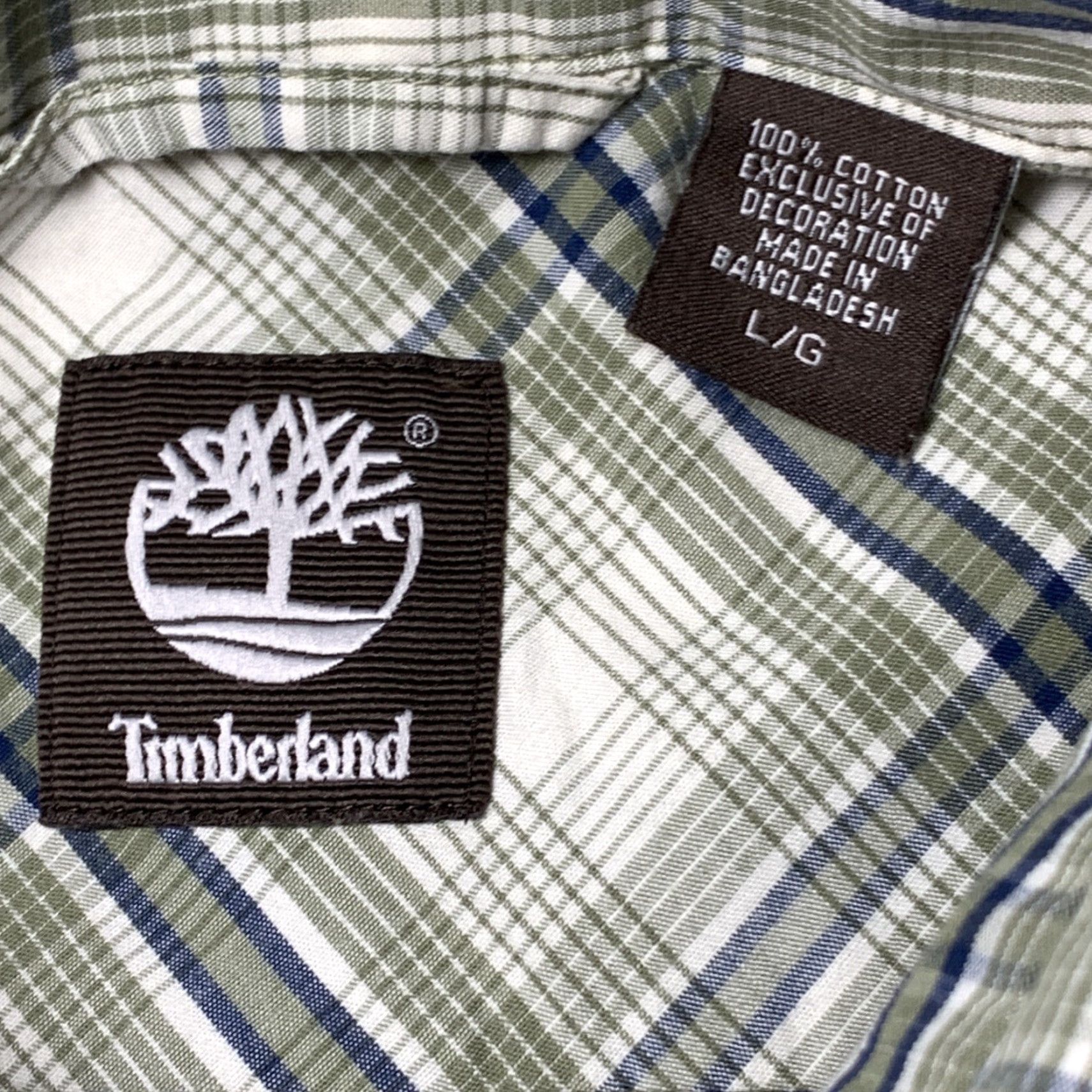 Timberland Timberland Shirt Button-Down Plaid Long Sleeve Green White Mens Large Size US L / EU 52-54 / 3 - 6 Thumbnail